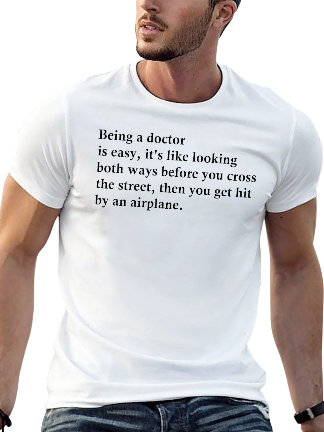 Doctor Joke T-Shirt -  Black Crew Neck