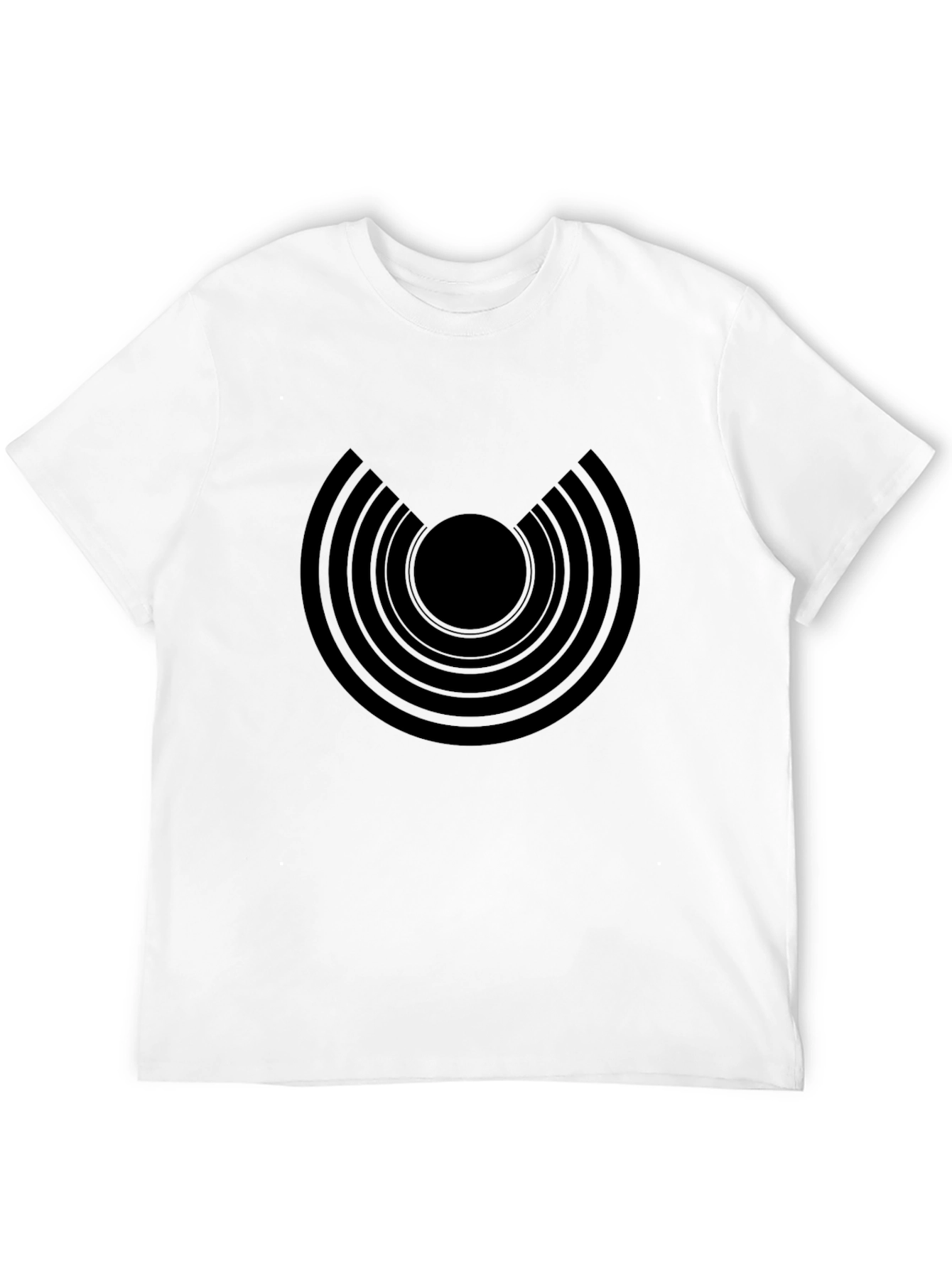 Modern Graphic Tee: Black Concentric Circle Design