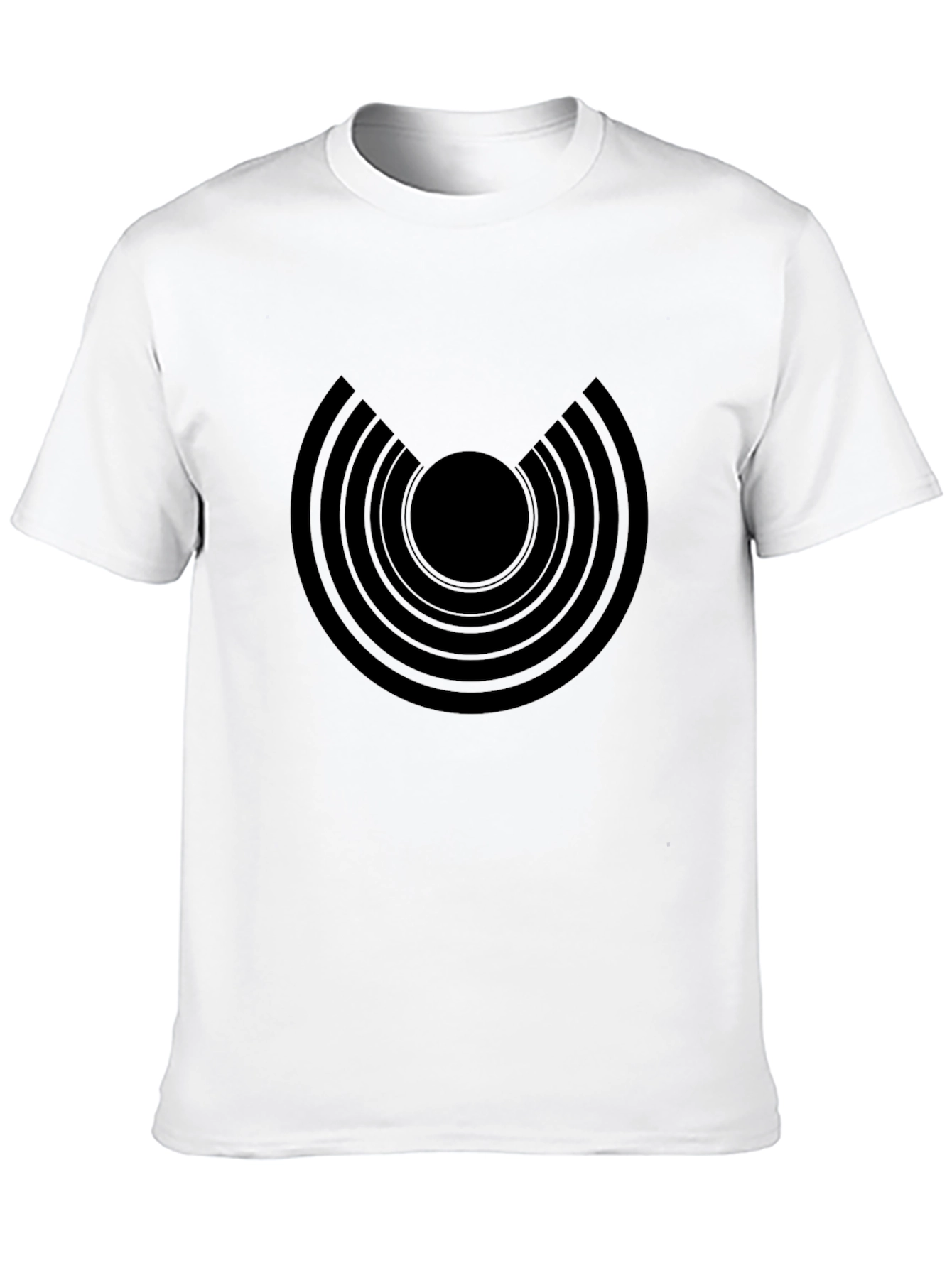 Modern Graphic Tee: Black Concentric Circle Design