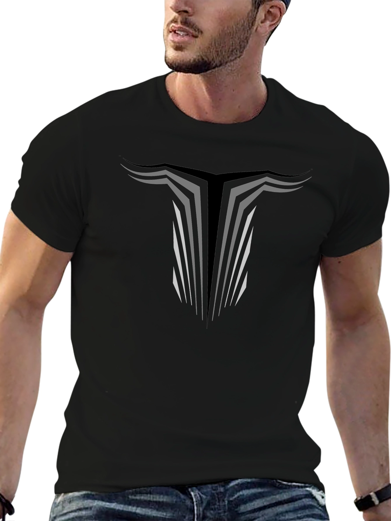 Bull Horns Graphic T-Shirt - Black Cotton Tee