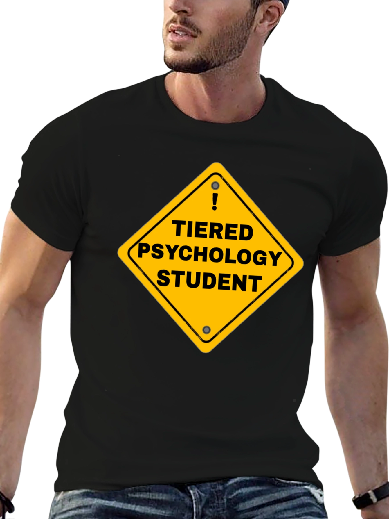 Tiered Psychology Student Graphic Tee - Black
