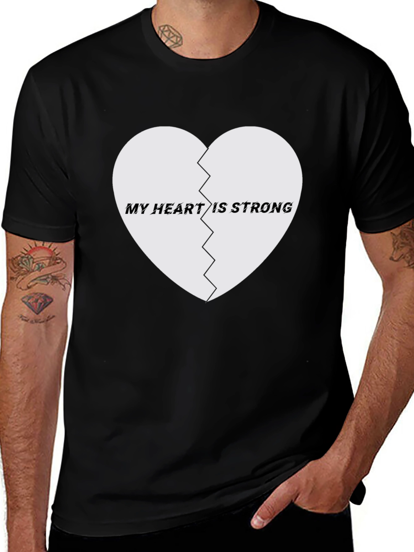 My Heart Is Strong Graphic Tee - Black