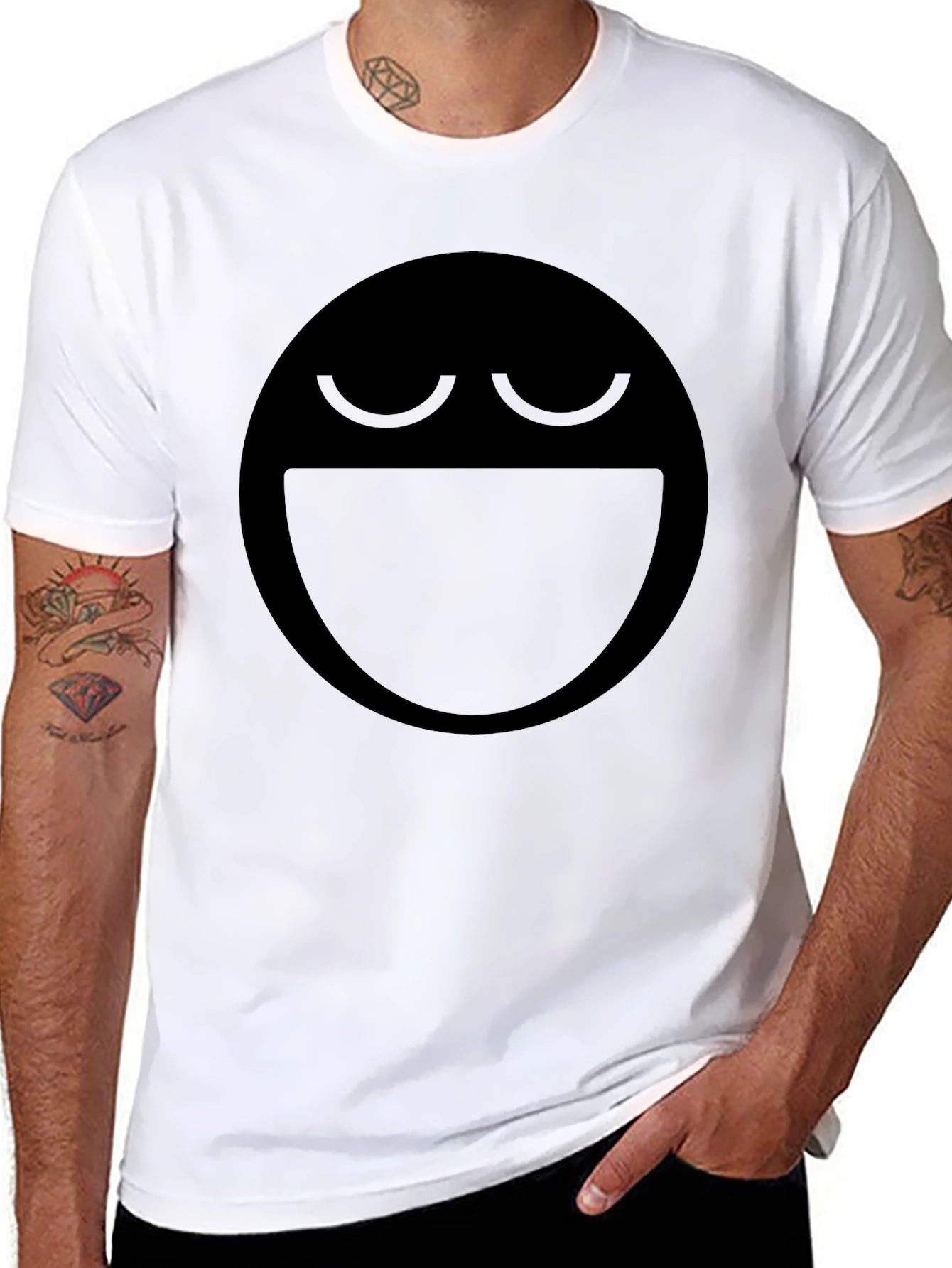 Laughing Face Graphic Tee - Black