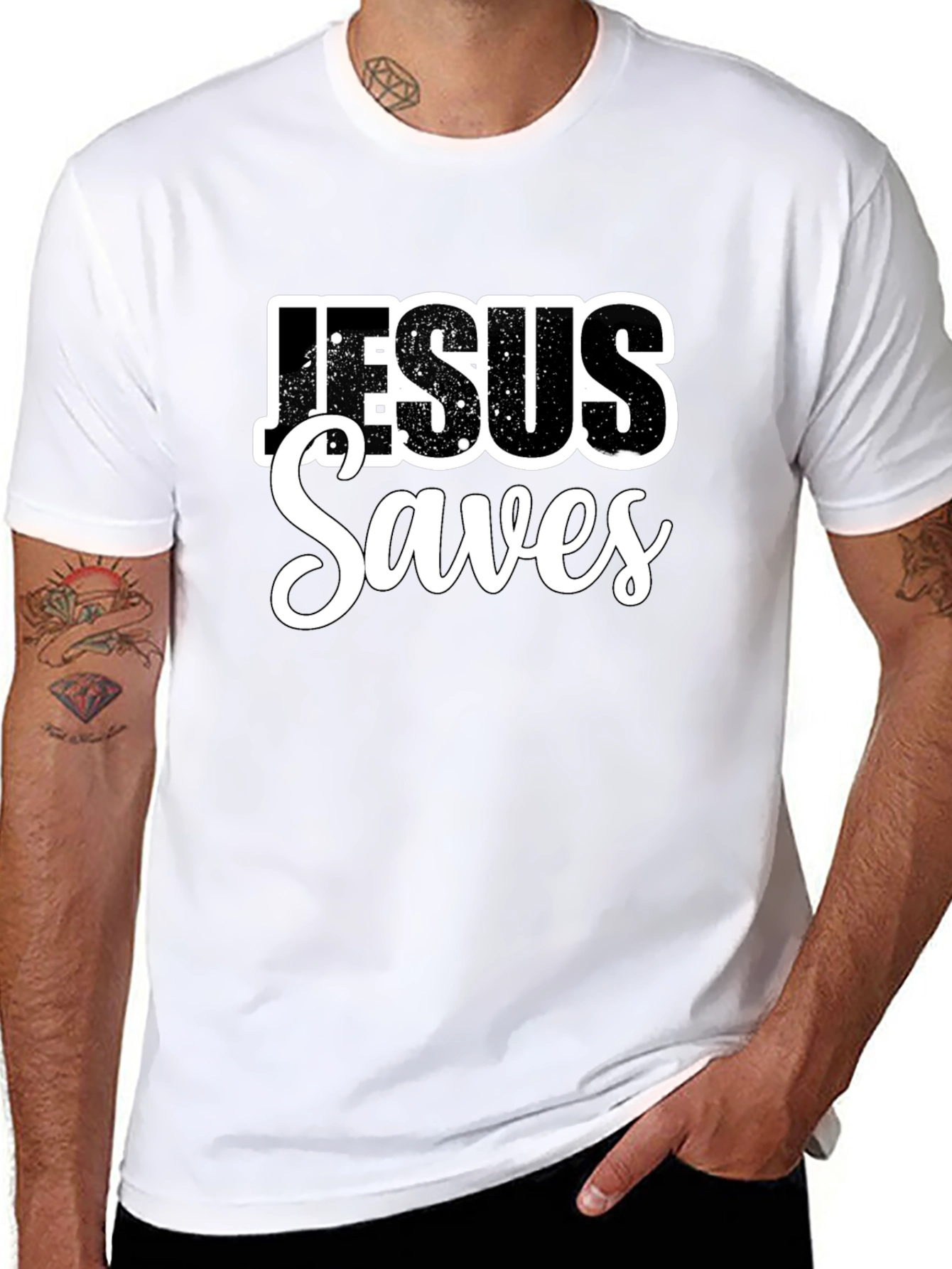 Jesus Saves Black Graphic T-Shirt
