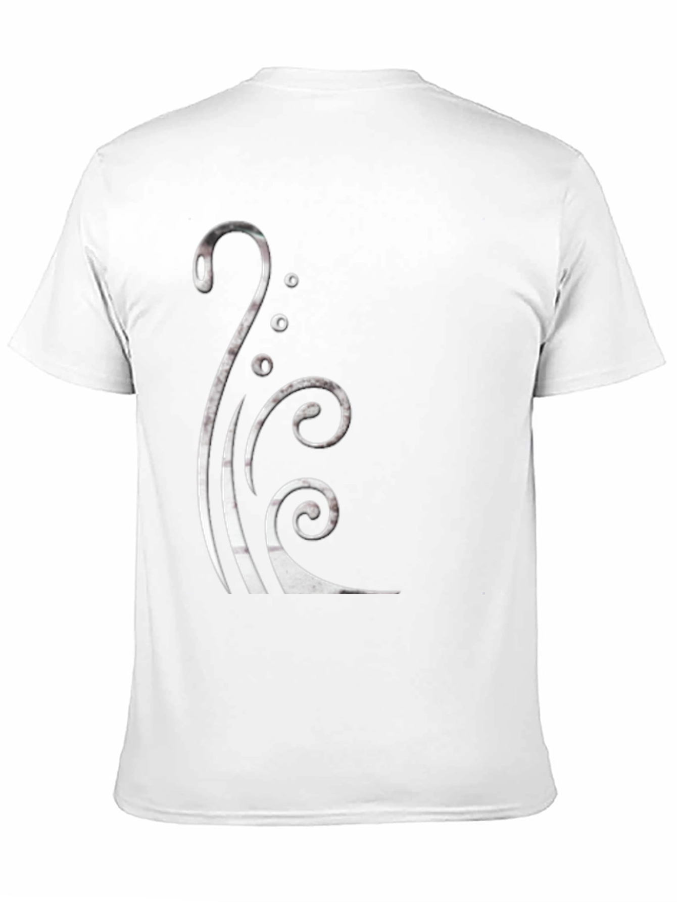 Black Graphic Tee with Silver Swirl Design