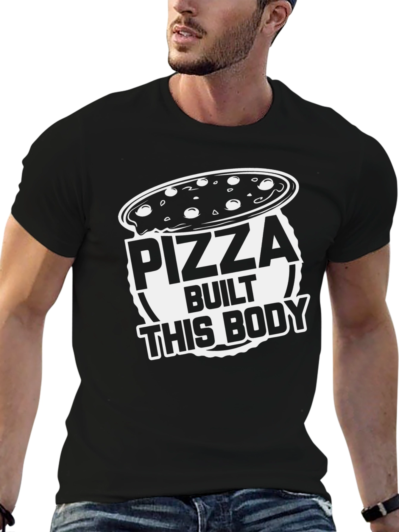 Pizza Built This Body Funny Graphic Tee