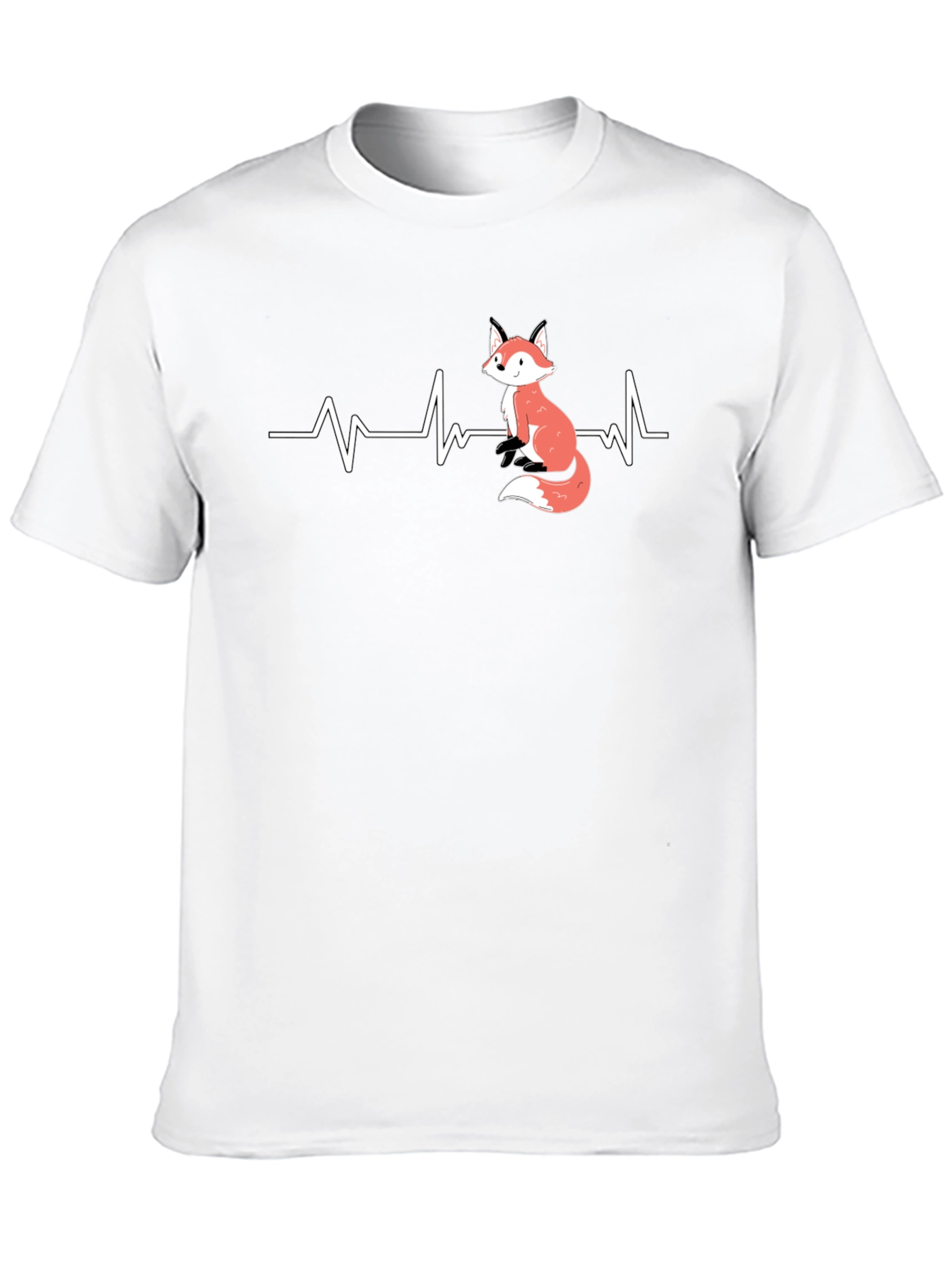 Fox Heartbeat Graphic Tee - Cute Animal Lover Shirt