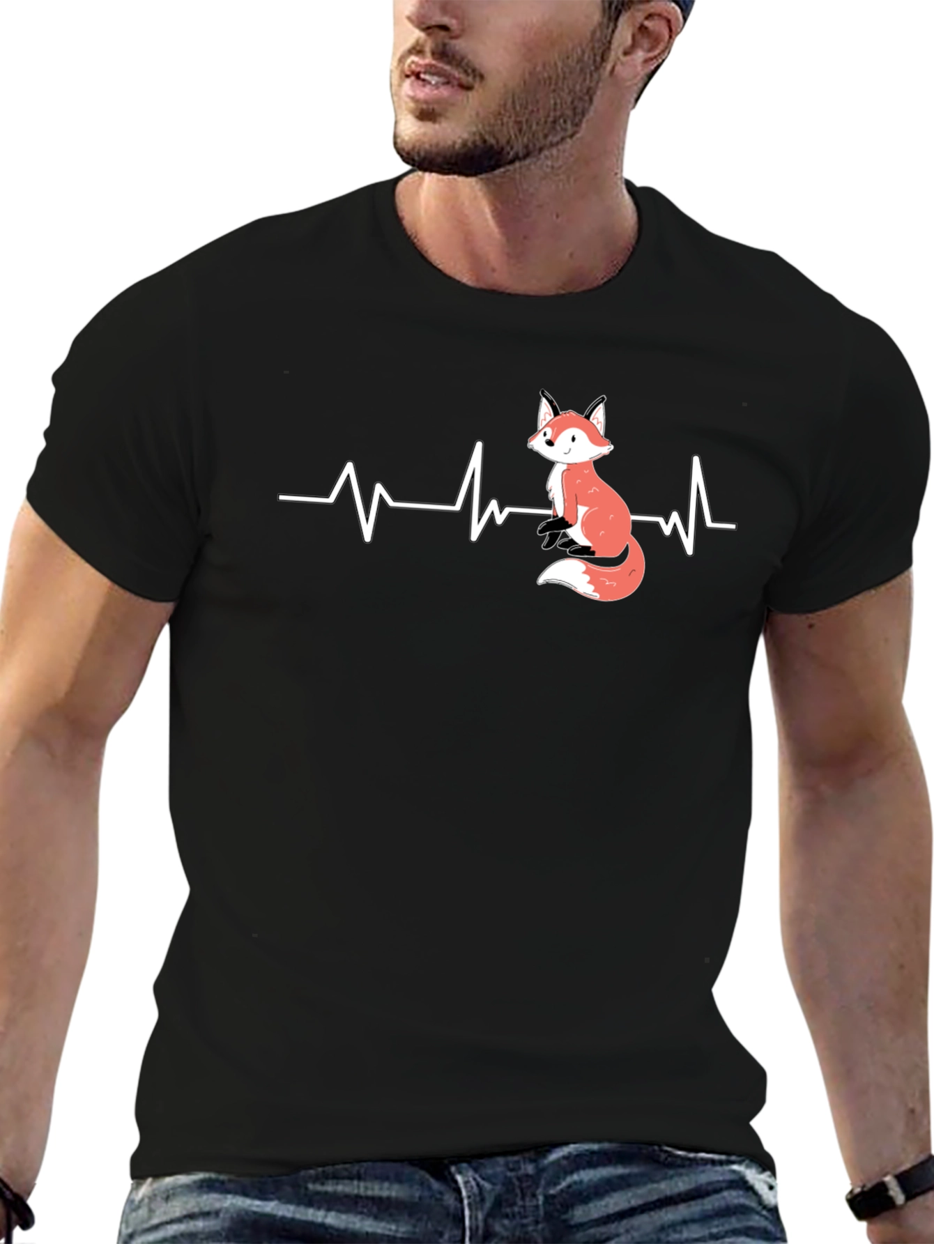 Fox Heartbeat Graphic Tee - Cute Animal Lover Shirt