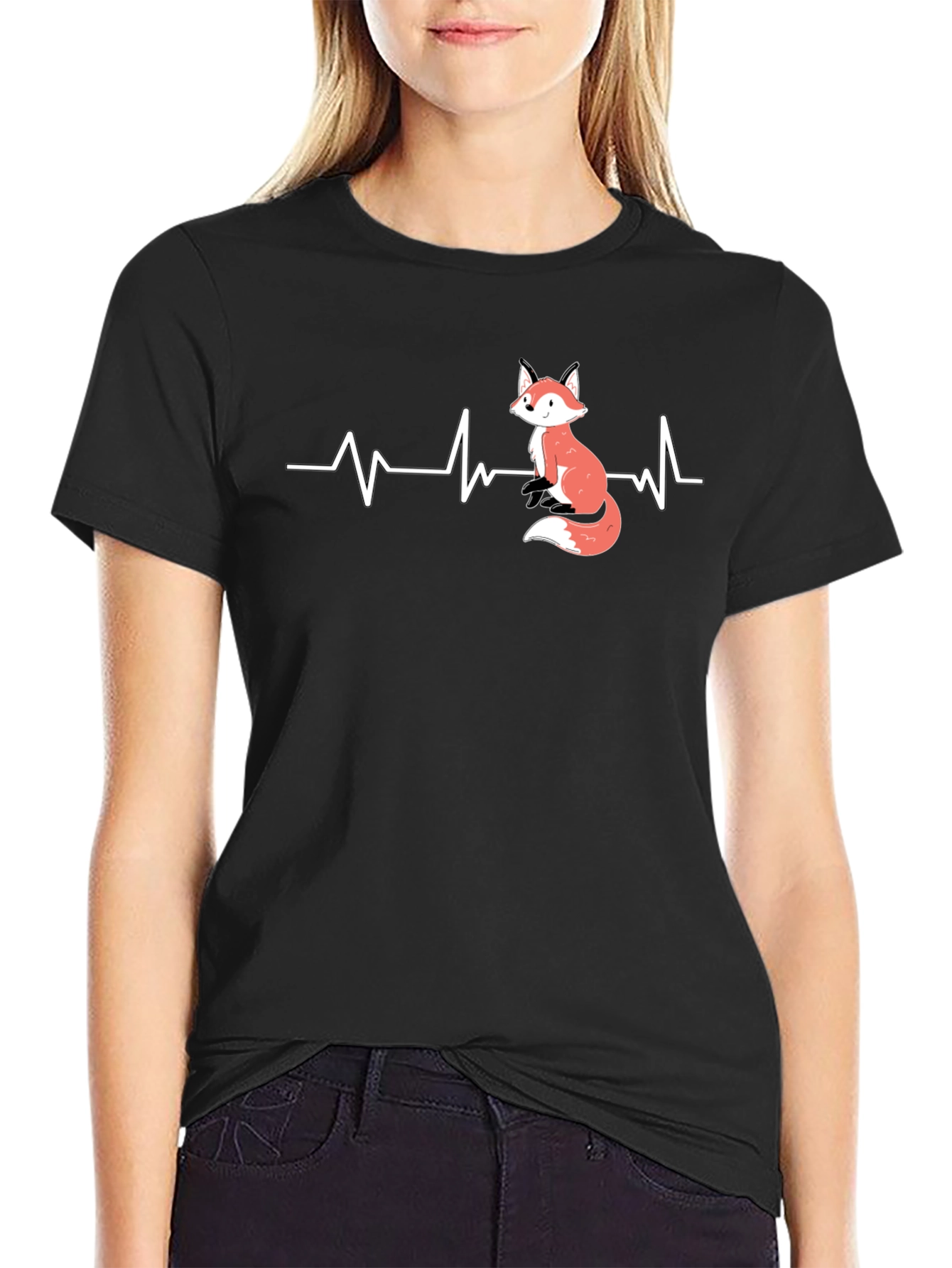 Fox Heartbeat Graphic Tee - Cute Animal Lover Shirt