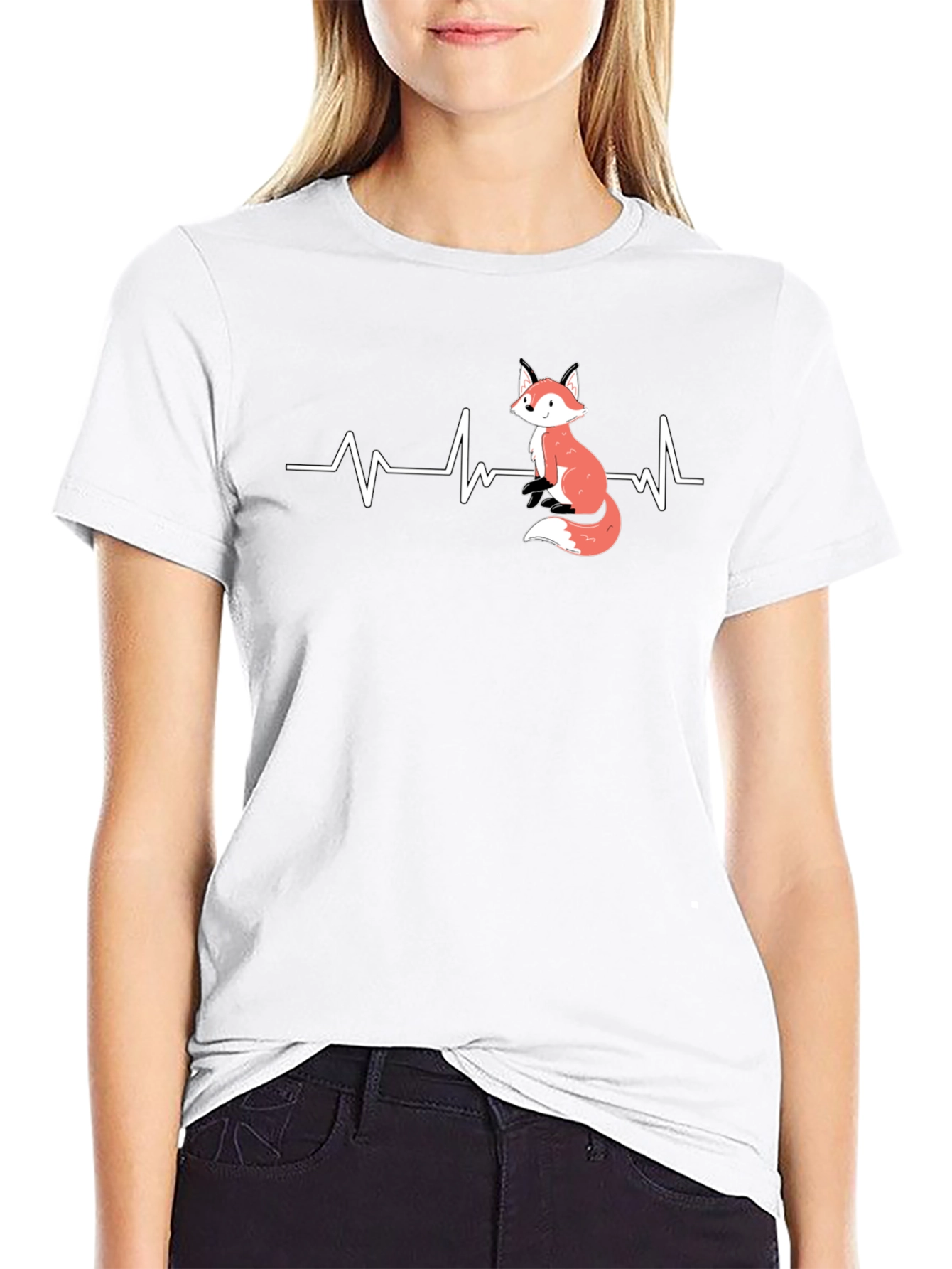 Fox Heartbeat Graphic Tee - Cute Animal Lover Shirt