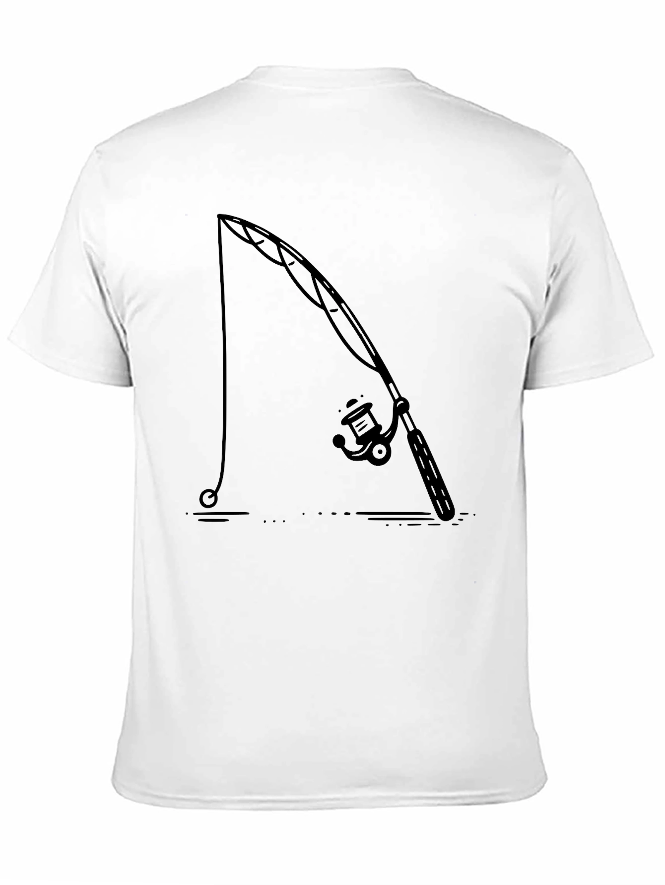 Fishing Rod Graphic Tee - Black Cotton Comfort