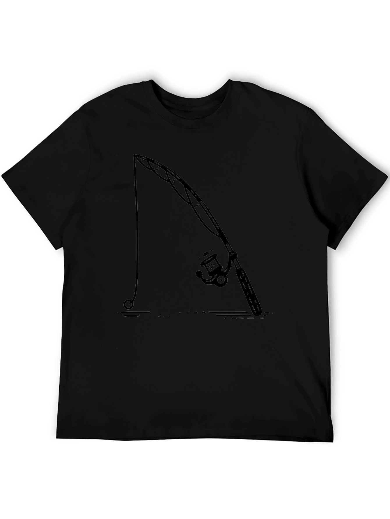 Fishing Rod Graphic Tee - Black Cotton Comfort