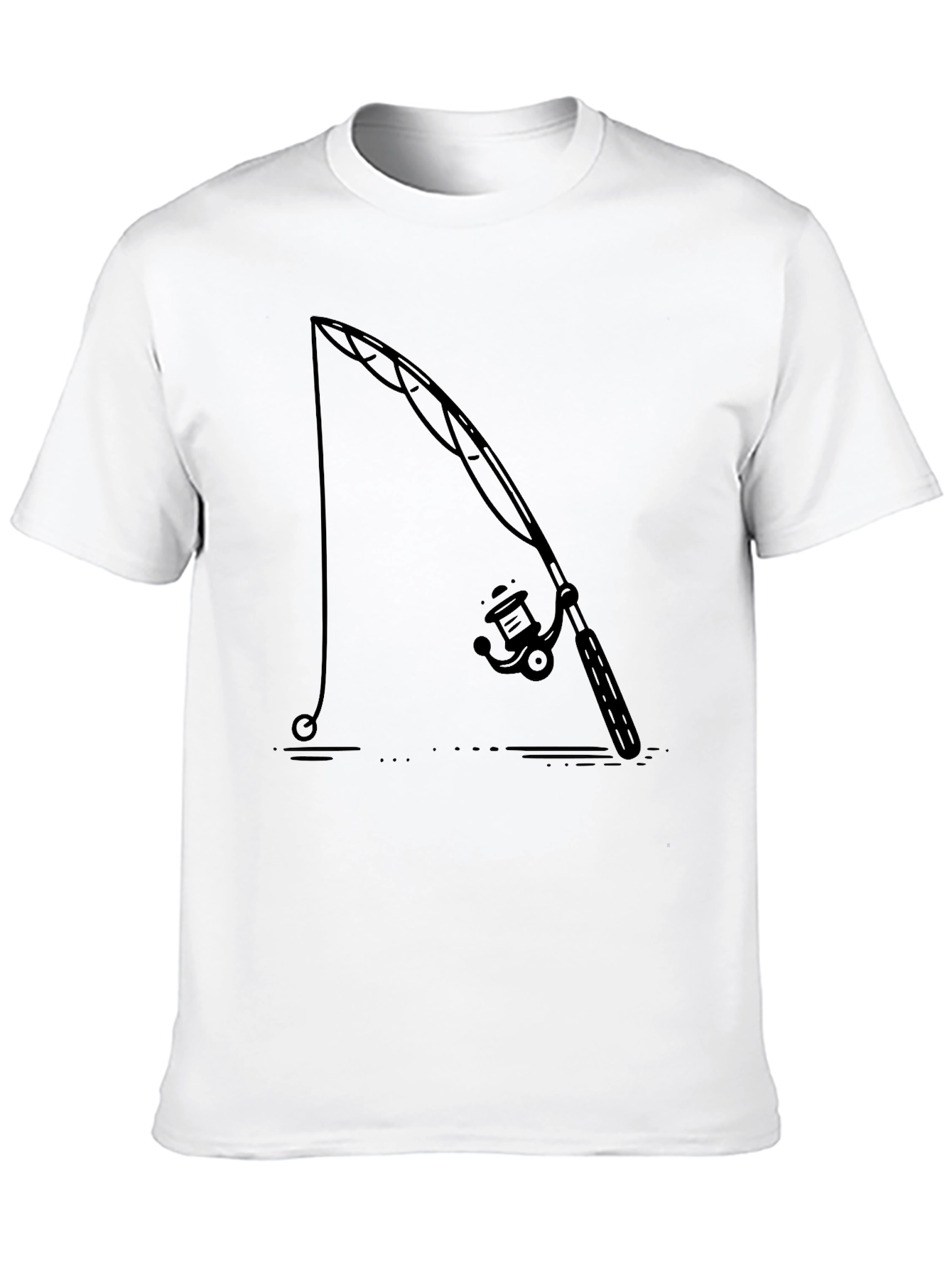 Fishing Rod Graphic Tee - Black Cotton Comfort