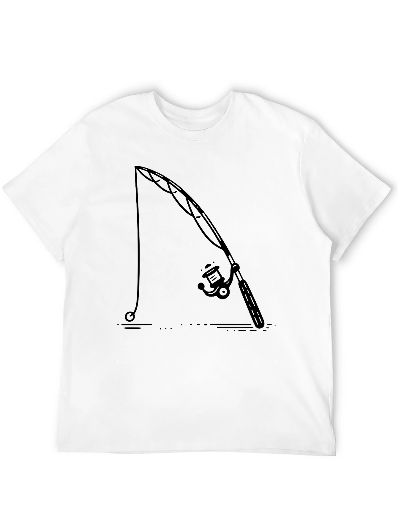 Fishing Rod Graphic Tee - Black Cotton Comfort