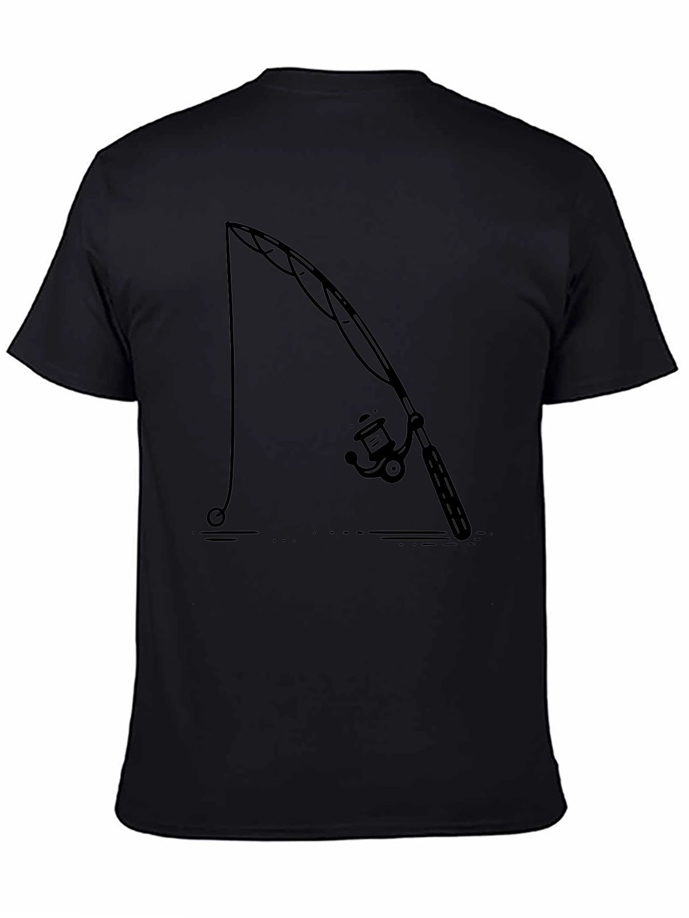 Fishing Rod Graphic Tee - Black Cotton Comfort