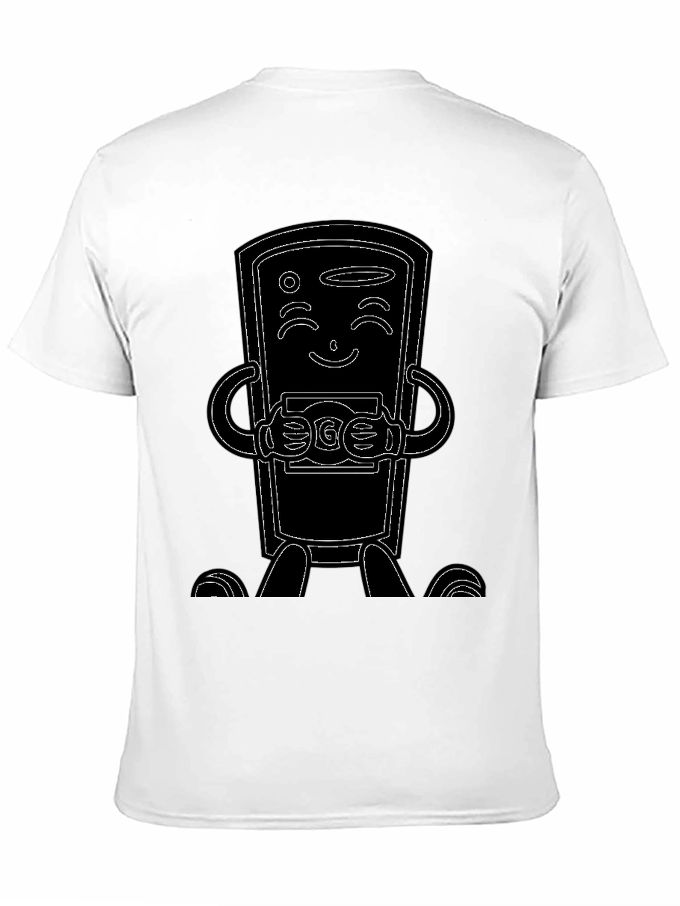 Black T-Shirt with Cartoon Phone Design