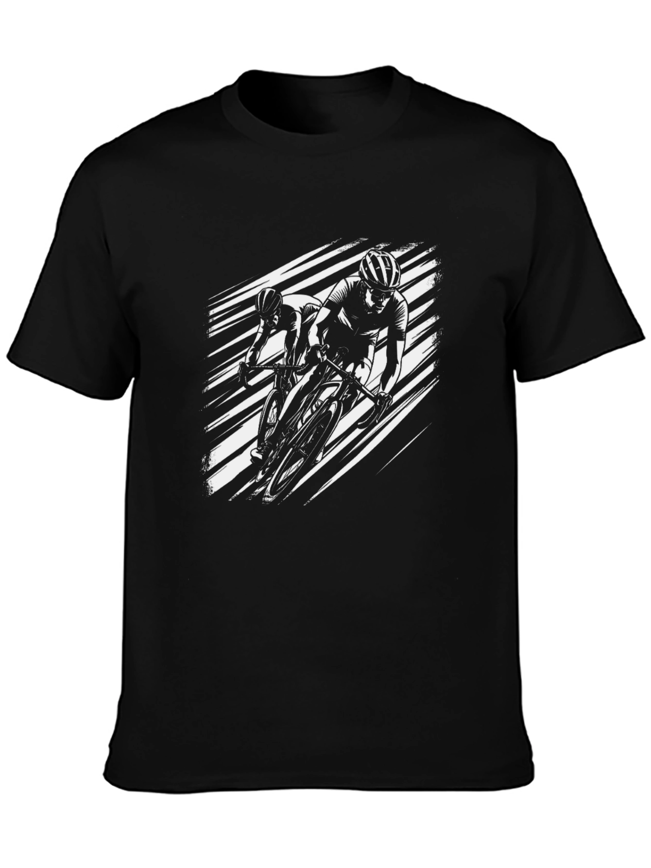 Cycling Race Graphic Tee - Black Cotton T-Shirt