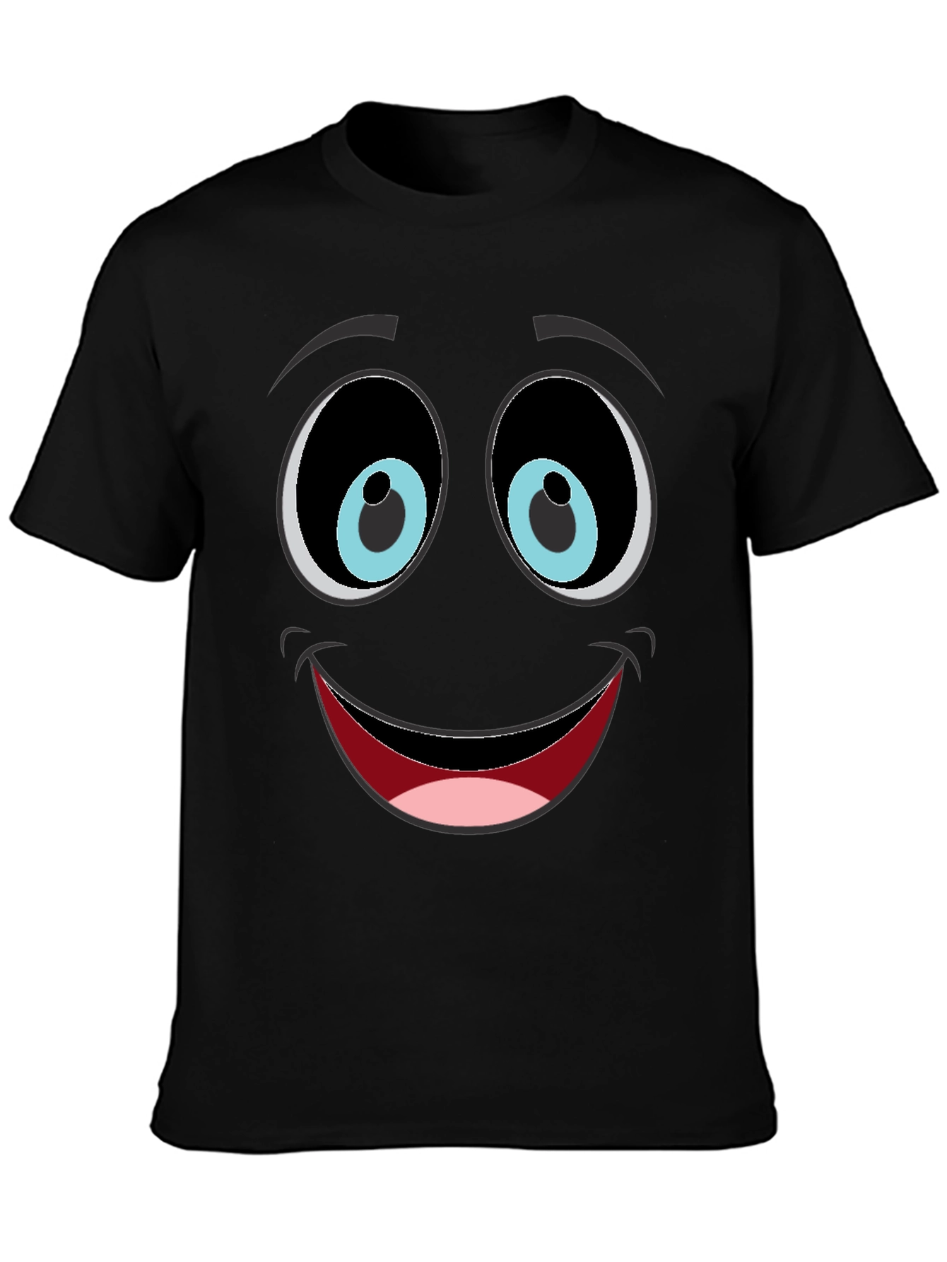 Funny Face Graphic Tee - Black Cotton Blend T-Shirt