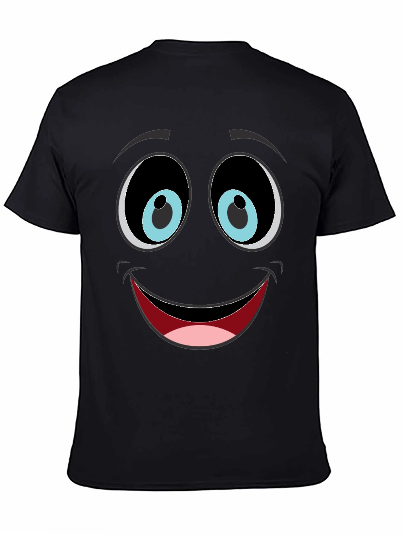 Funny Face Graphic Tee - Black Cotton Blend T-Shirt