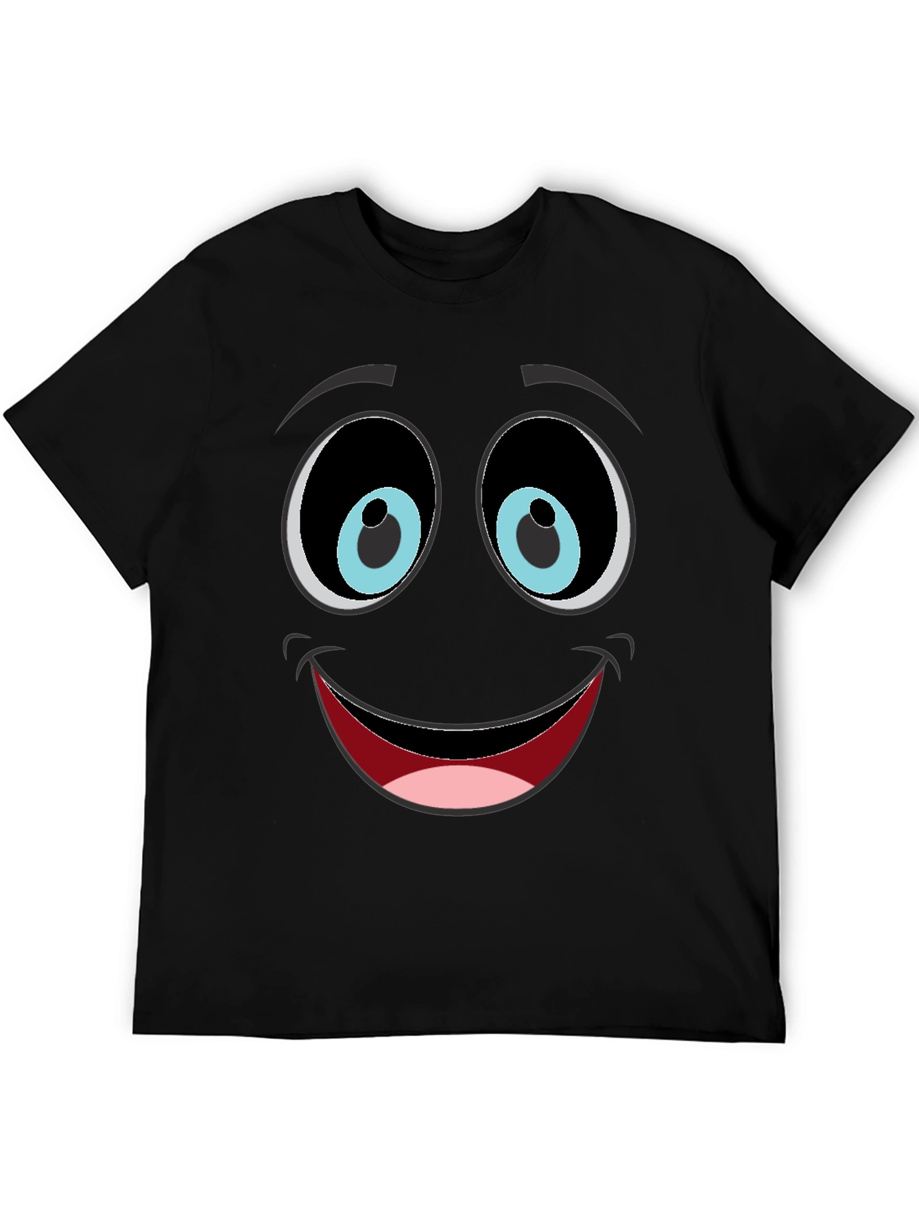 Funny Face Graphic Tee - Black Cotton Blend T-Shirt