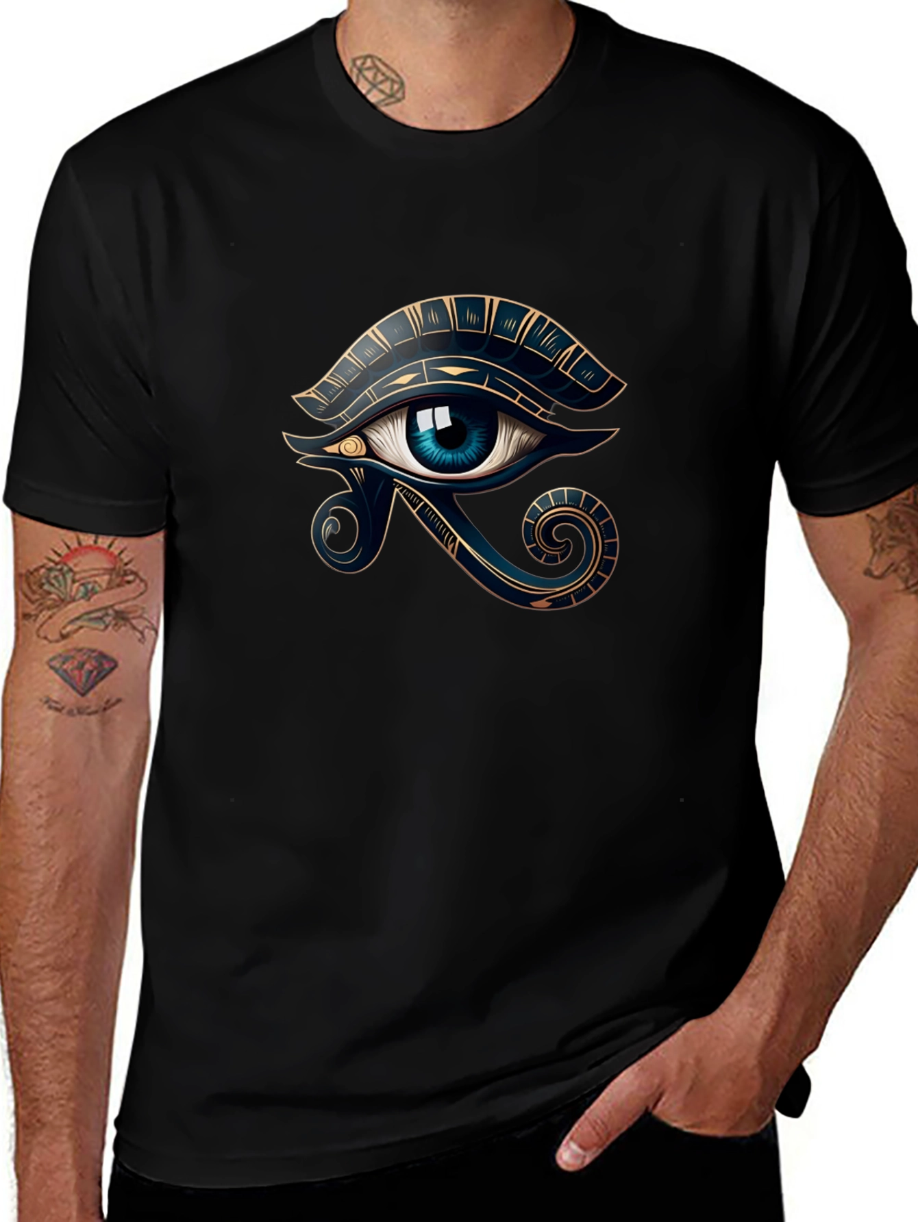 Eye of Horus Black Tee - Egyptian Symbol