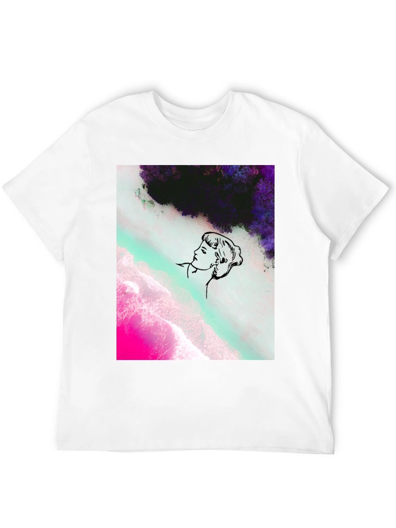 Abstract Graphic Print Mens Black Tee