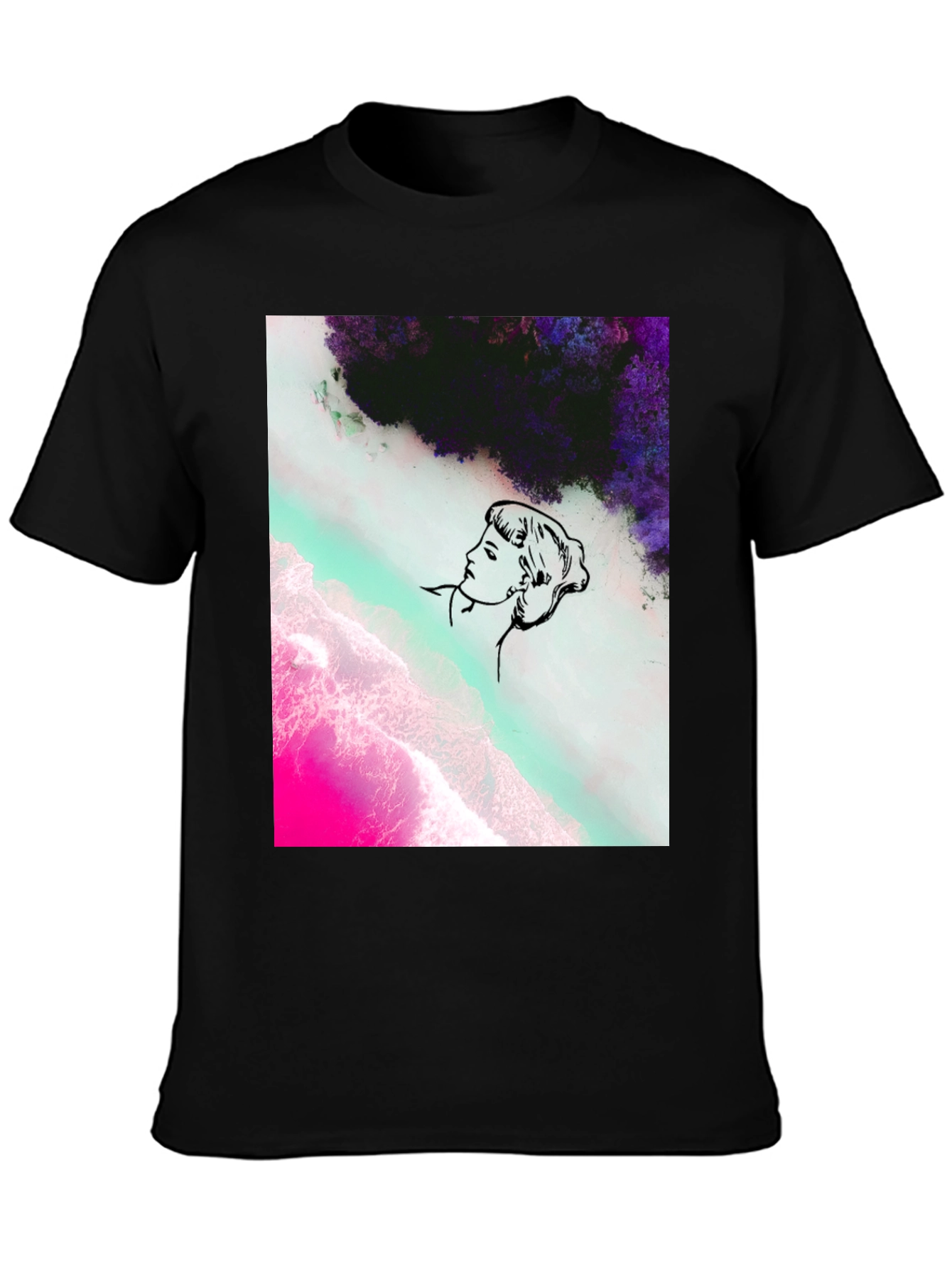 Abstract Graphic Print Mens Black Tee
