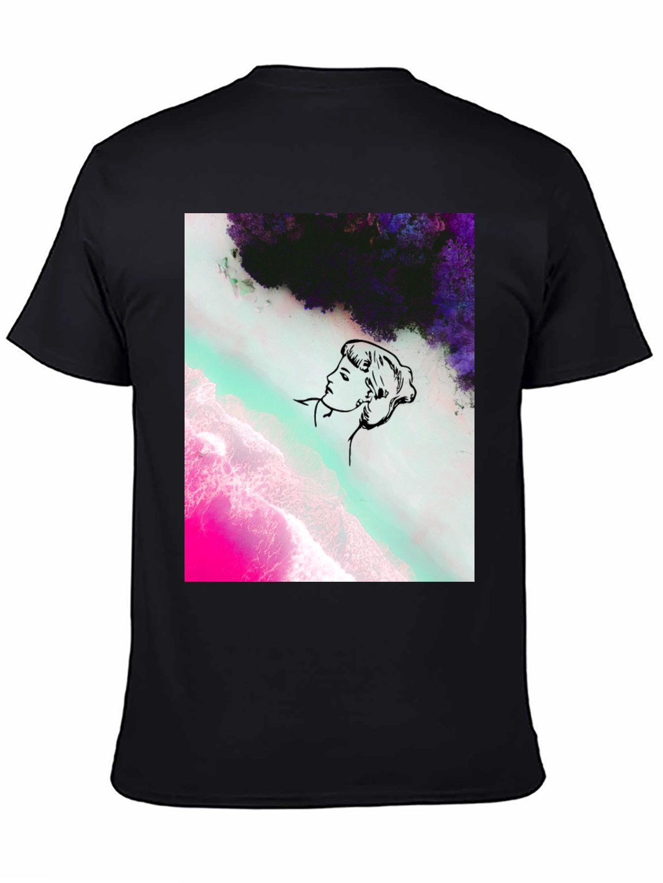 Abstract Graphic Print Mens Black Tee