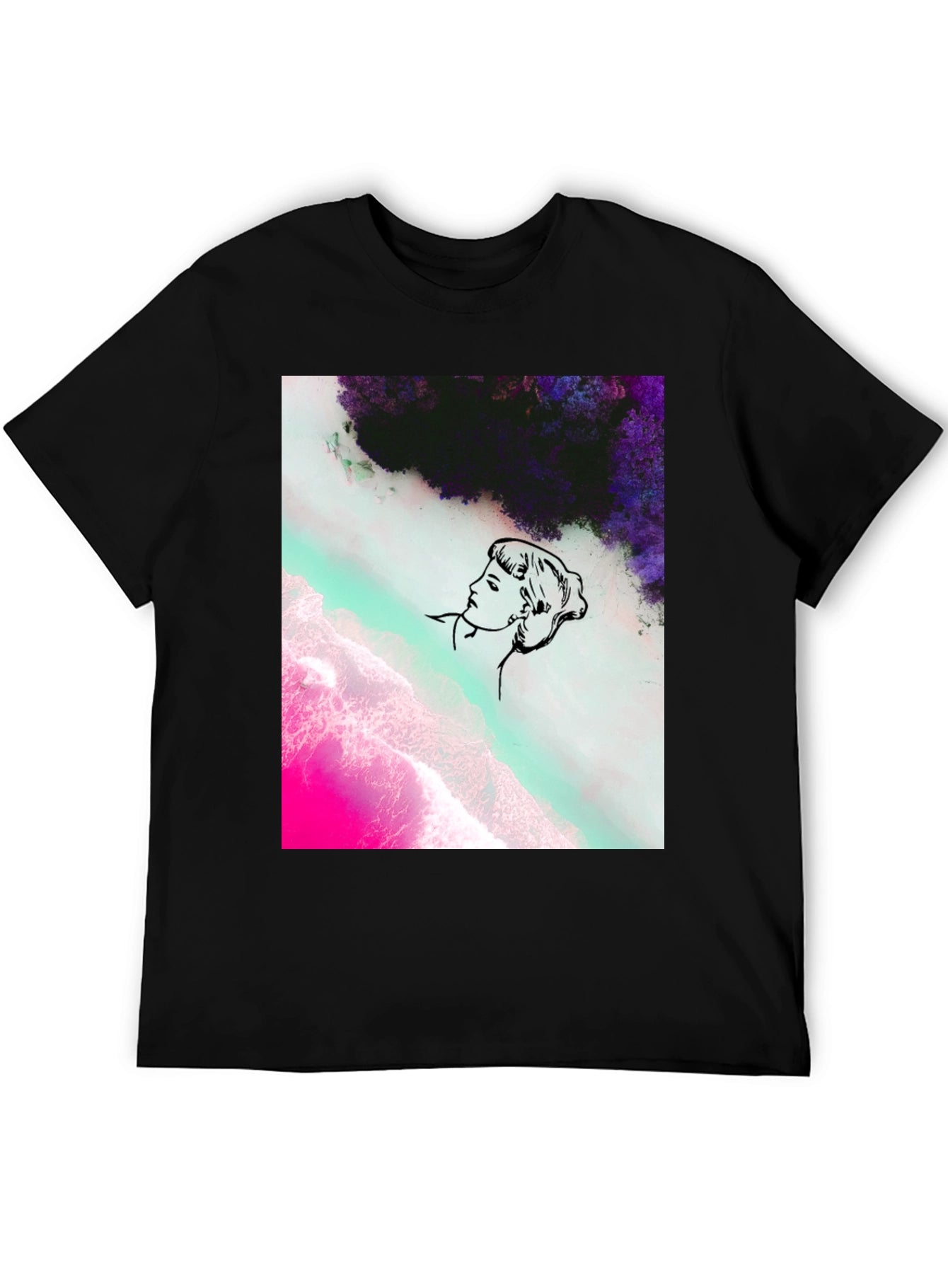 Abstract Graphic Print Mens Black Tee