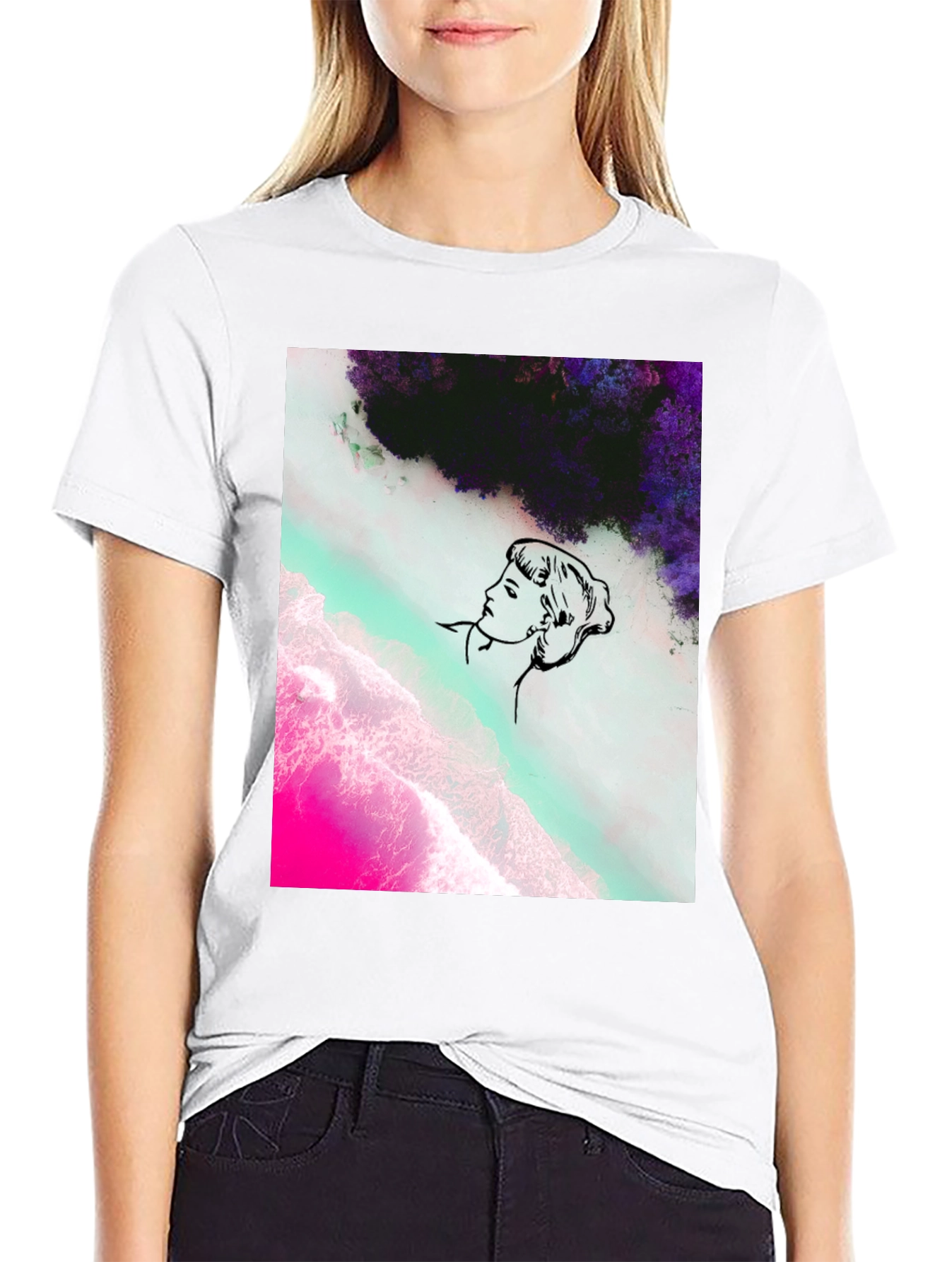 Abstract Graphic Print Mens Black Tee