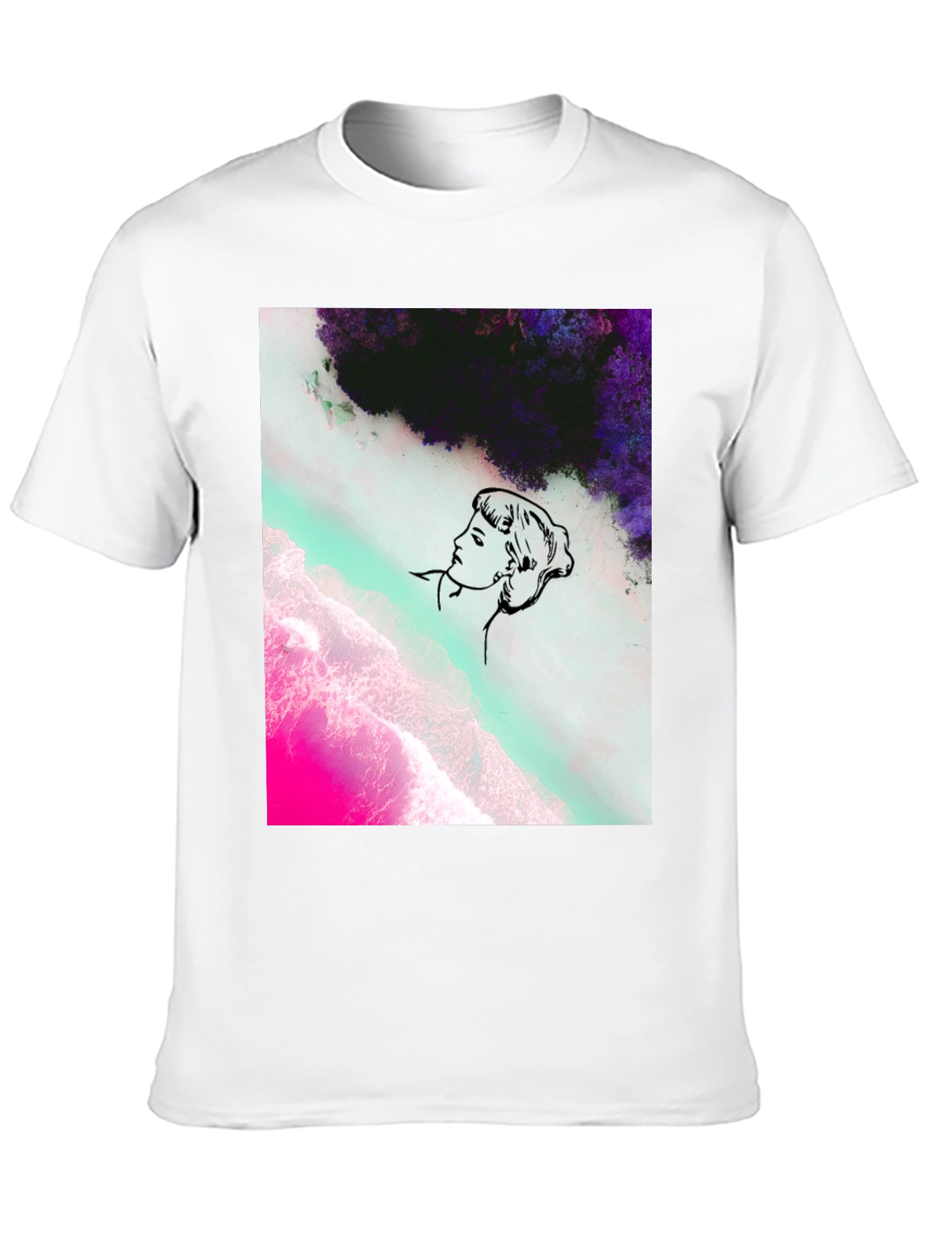 Abstract Graphic Print Mens Black Tee