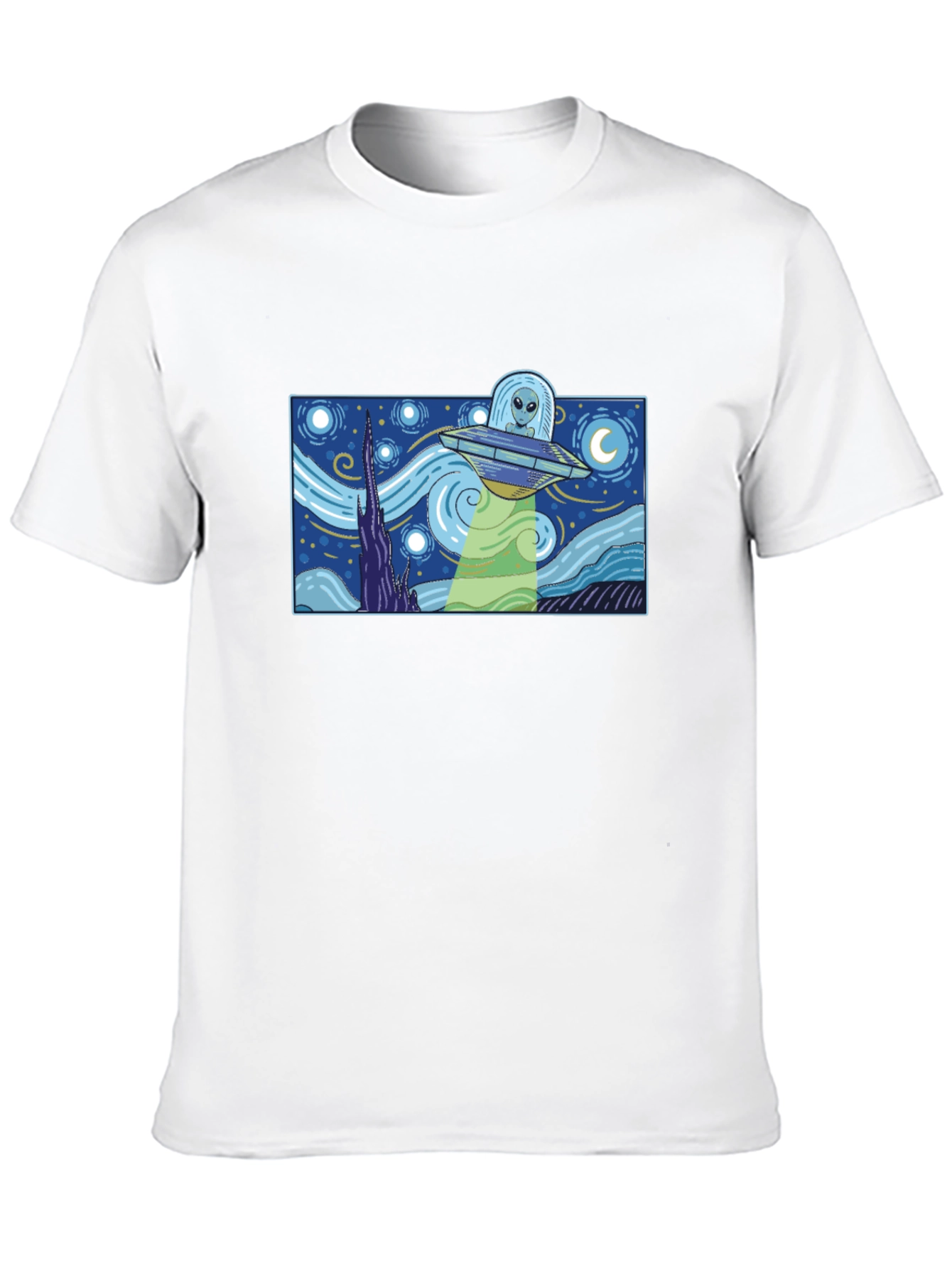 Starry Night Alien UFO Graphic Tee