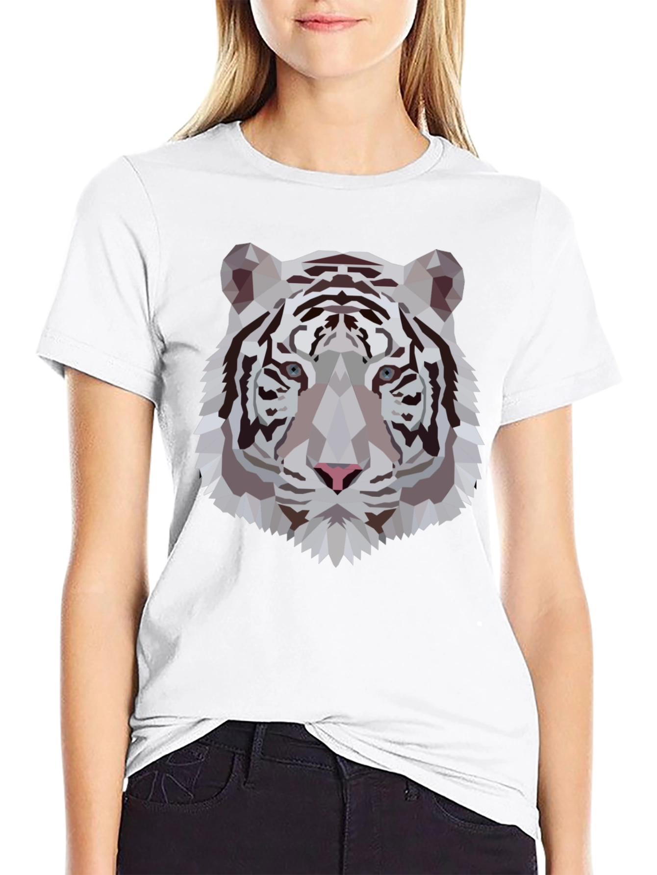 Geometric Tiger Graphic Tee - Stylish Black T-Shirt