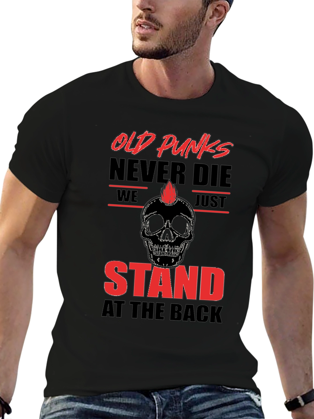 Old Punks Never Die T-Shirt Black Graphic Tee