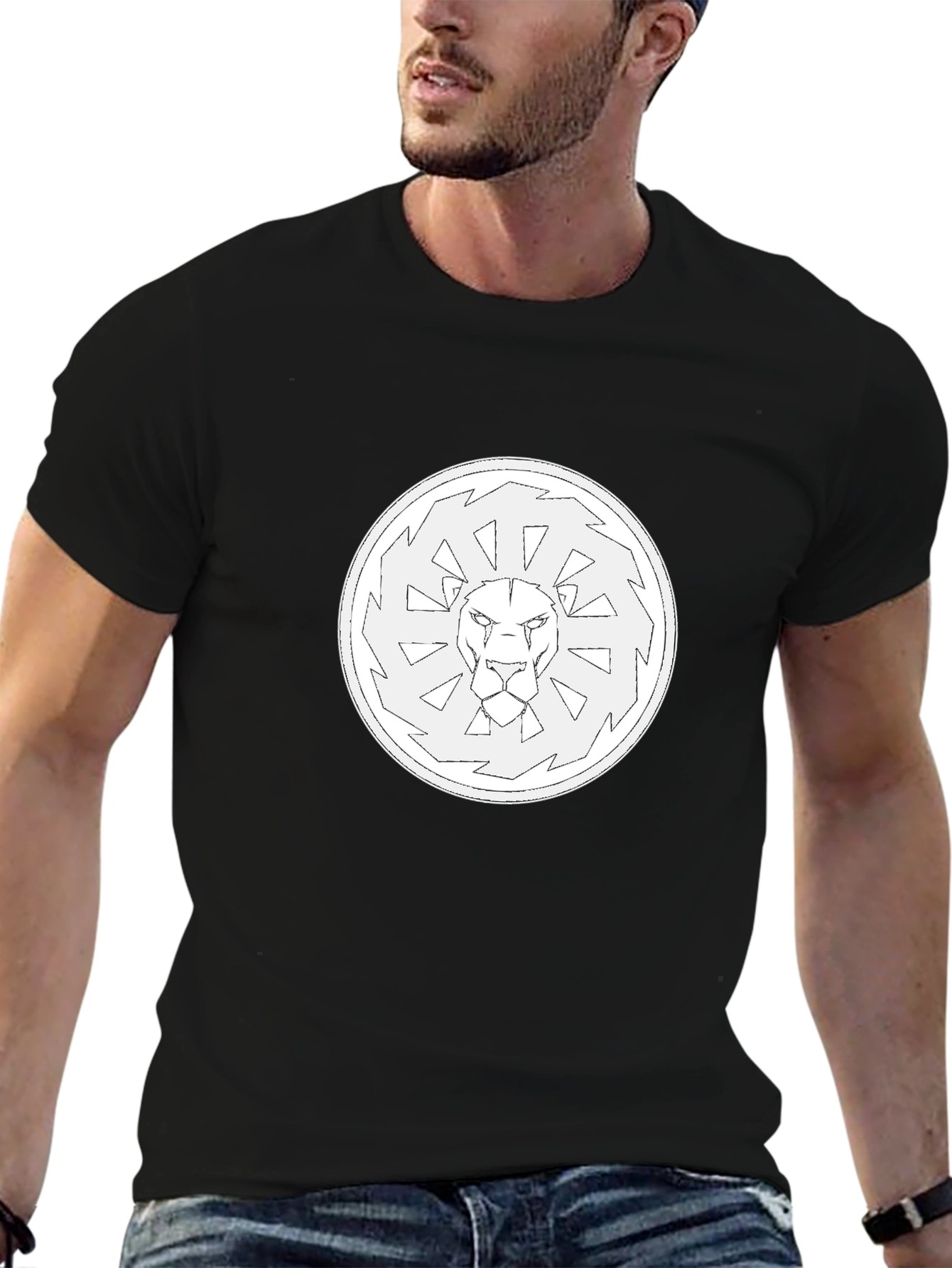 Lion Emblem Graphic Black T-Shirt
