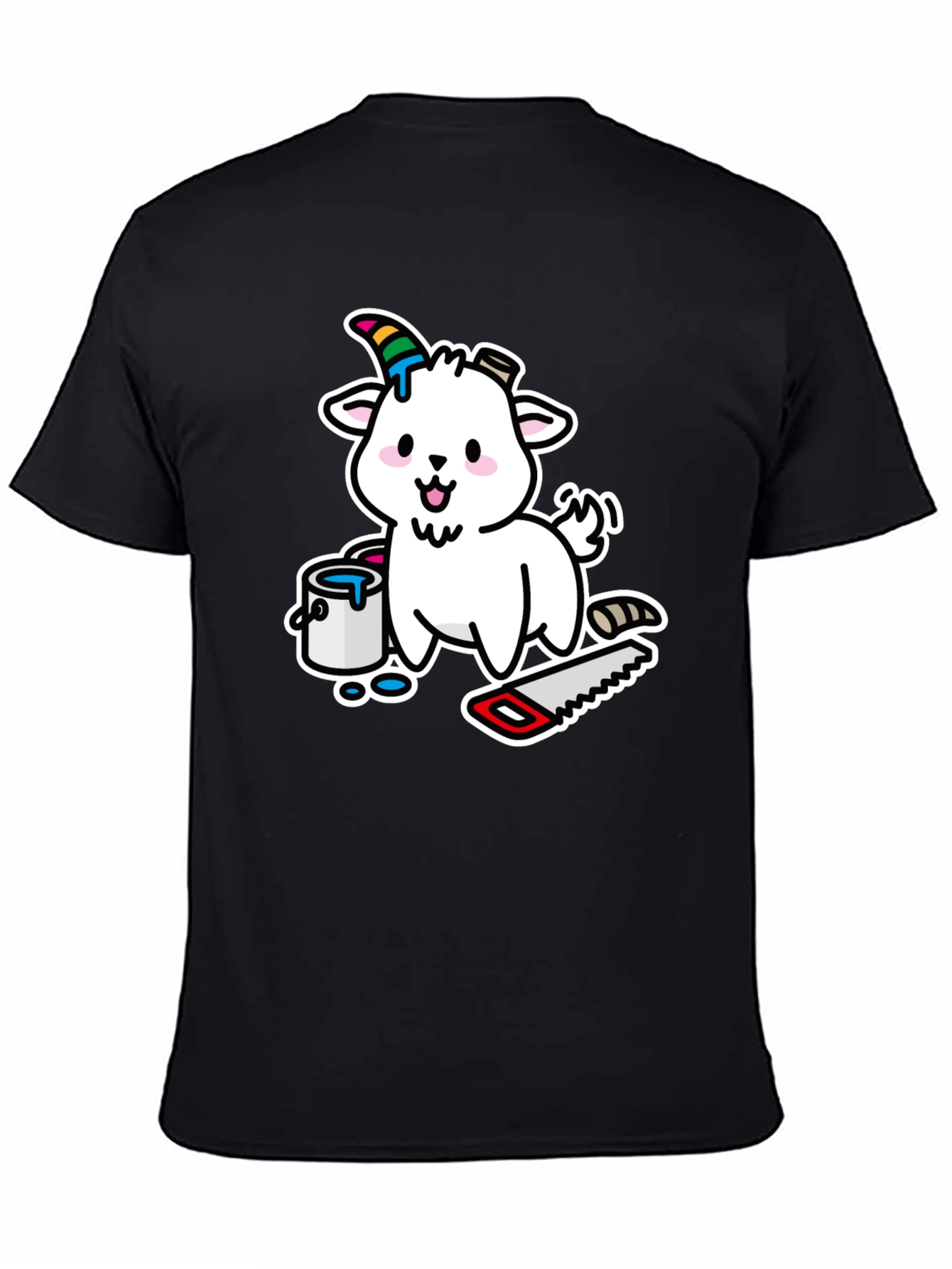Goat DIY T-Shirt: Cartoon Goat with Paint and Saw