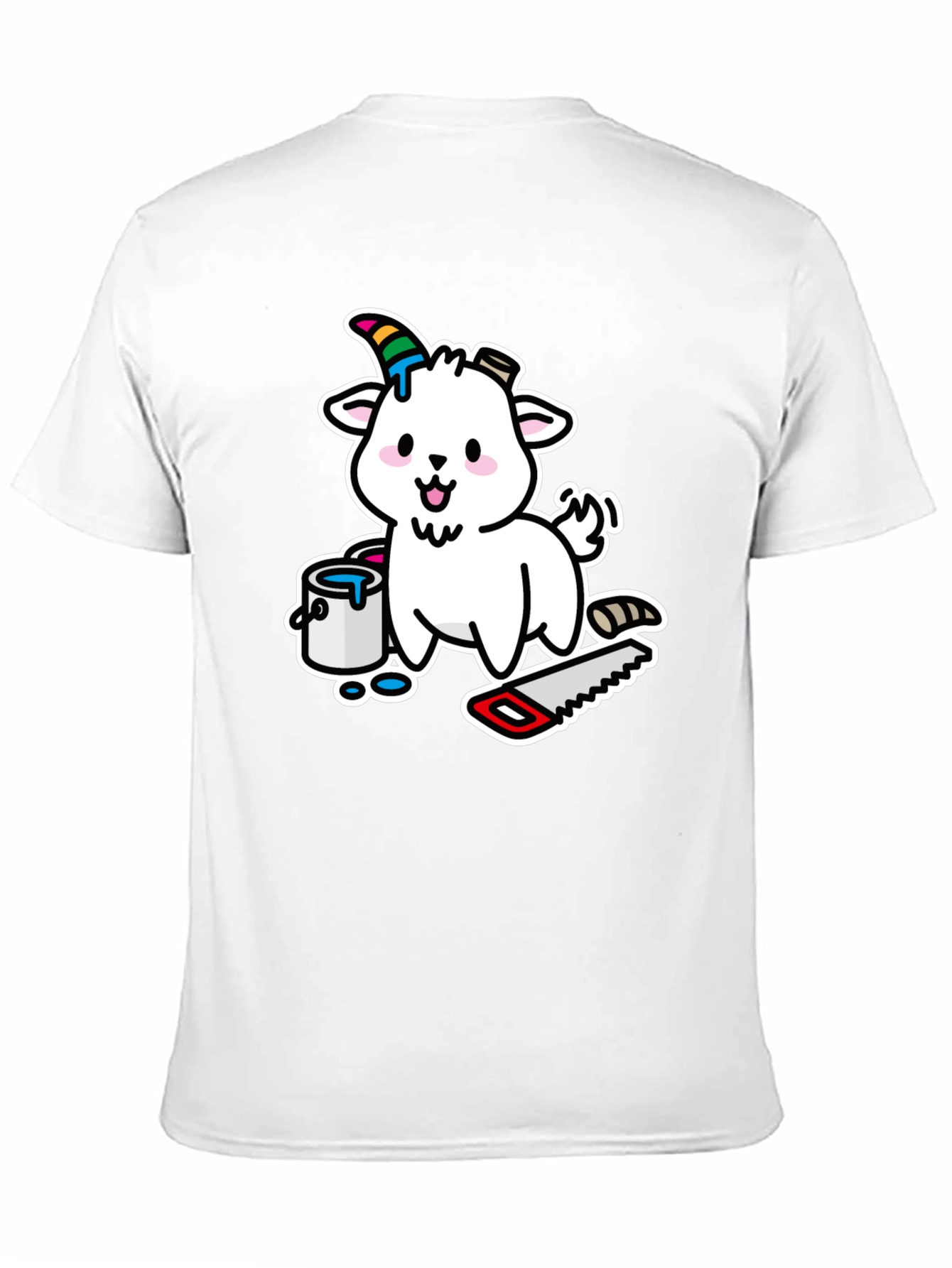 Goat DIY T-Shirt: Cartoon Goat with Paint and Saw