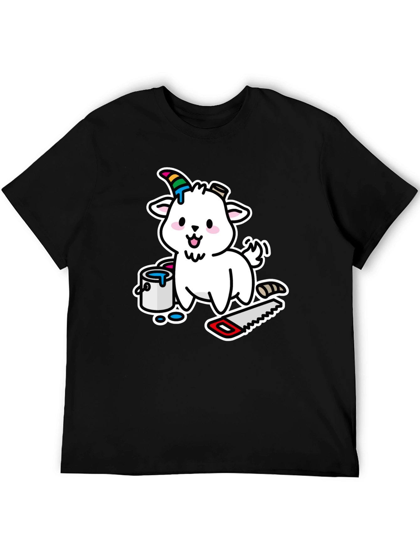 Goat DIY T-Shirt: Cartoon Goat with Paint and Saw