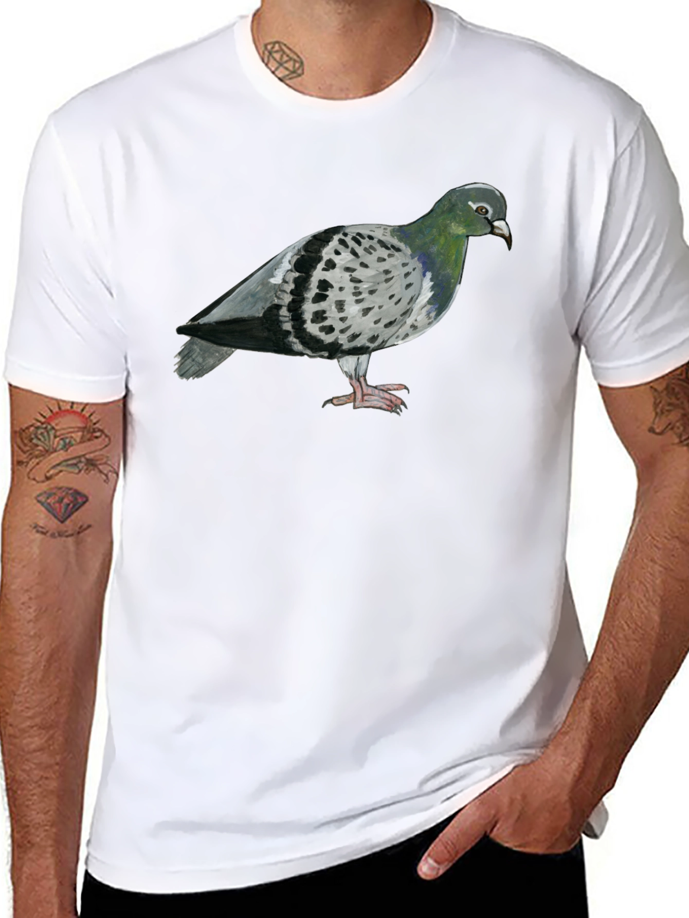 Pigeon Graphic T-Shirt - Mens Black Tee