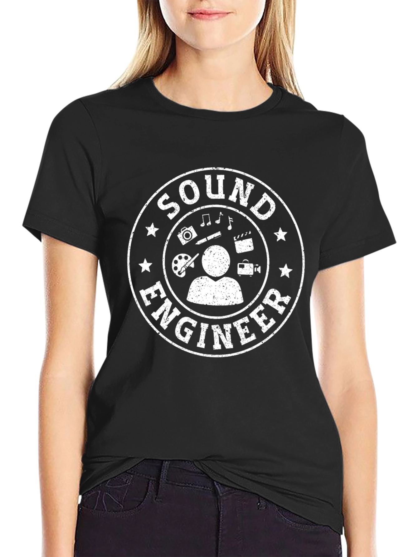 Sound Engineer T-Shirt - Black Crew Neck