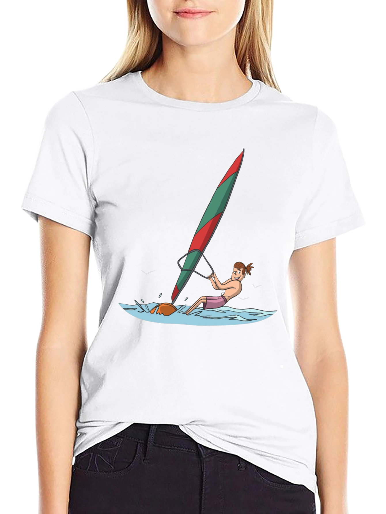 Windsurfing Cartoon Graphic T-Shirt