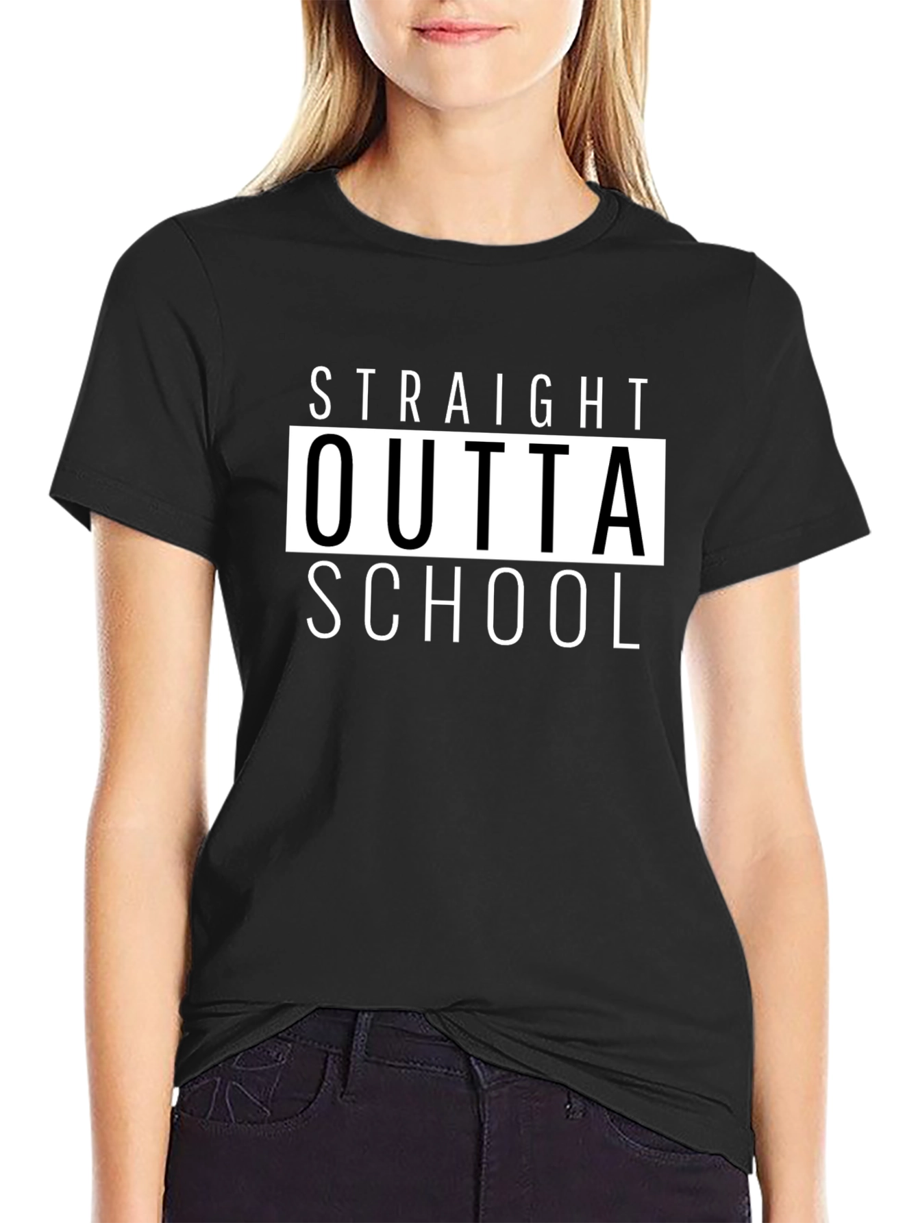 Straight Outta School Black Graphic Tee