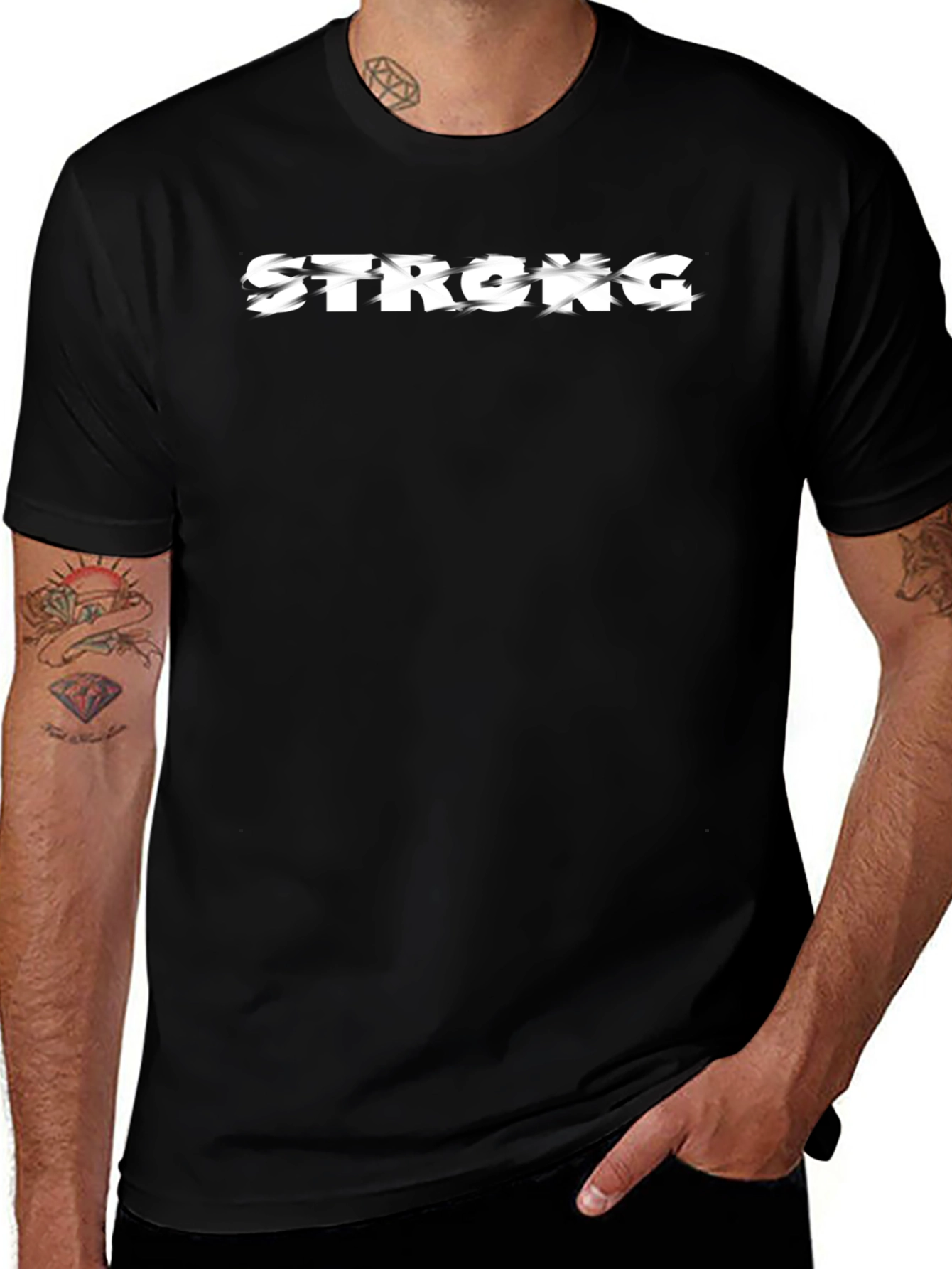 Strong Graphic Print T-Shirt - Mens Black Tee