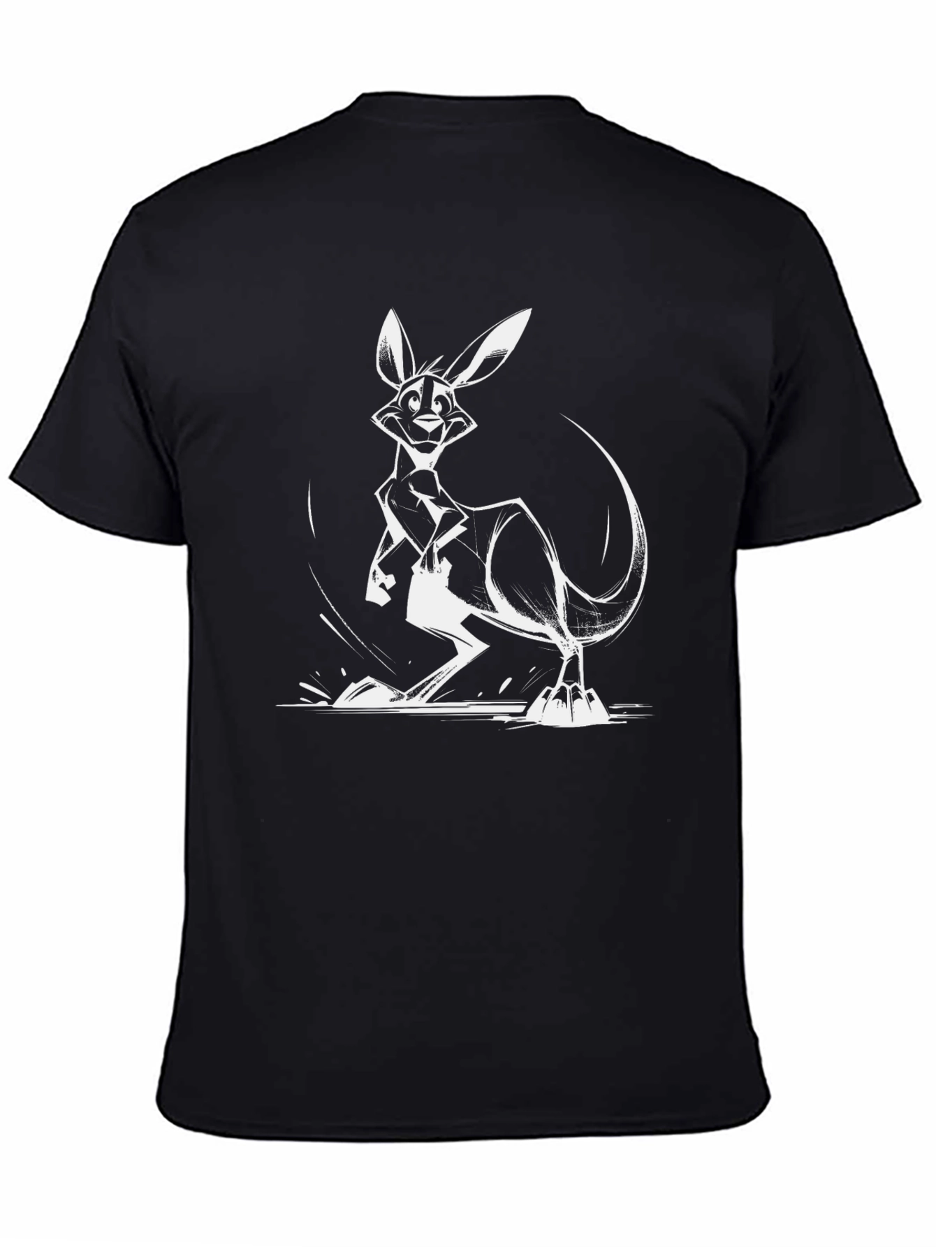 Cool Kangaroo Graphic T-Shirt - Black Cotton Blend