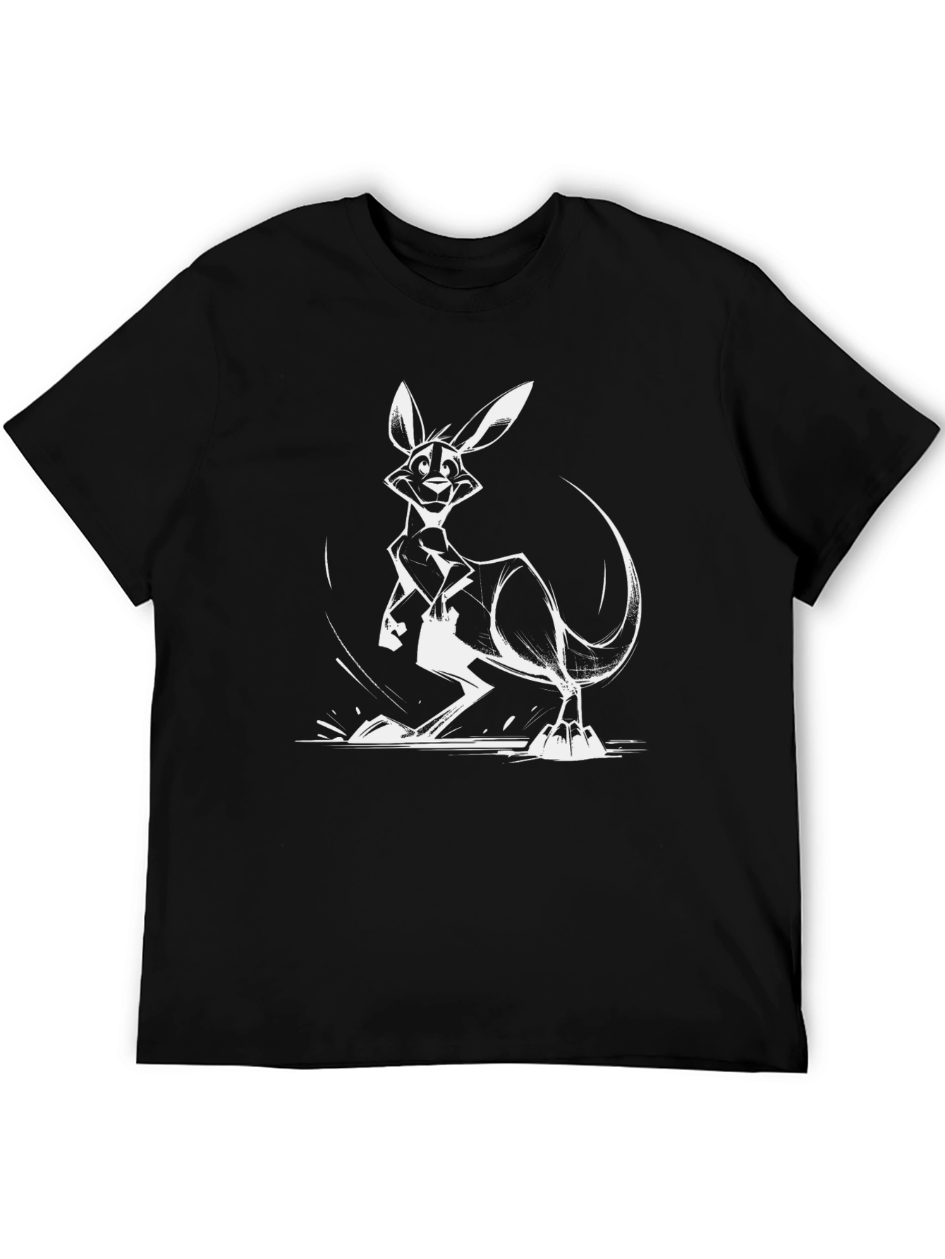 Cool Kangaroo Graphic T-Shirt - Black Cotton Blend