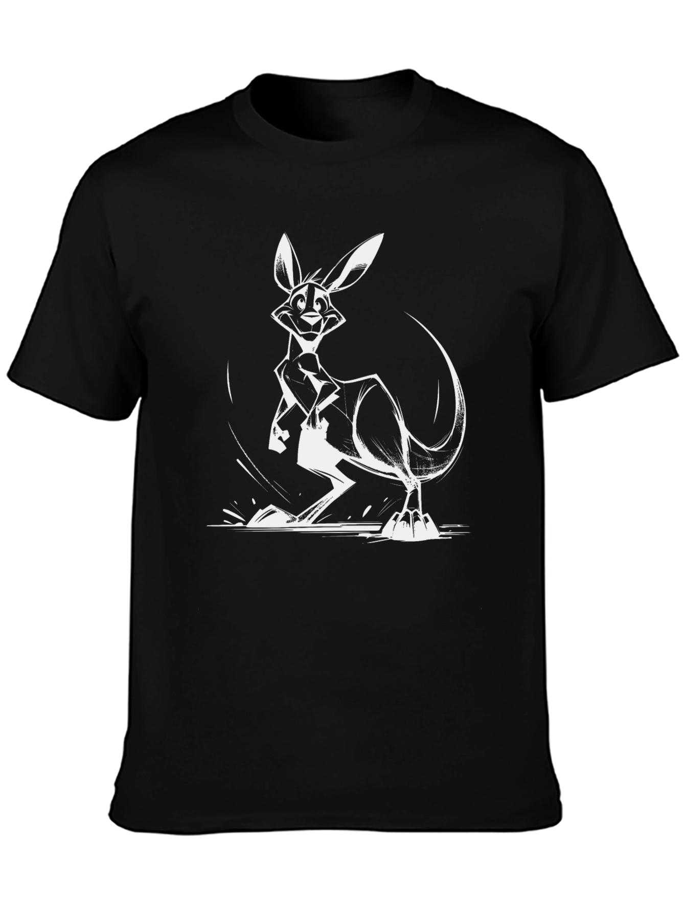 Cool Kangaroo Graphic T-Shirt - Black Cotton Blend