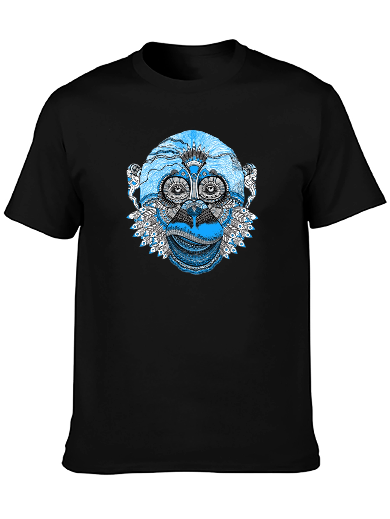 Abstract Monkey Graphic Tee - Black Unisex T-Shirt