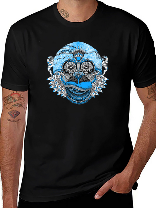 Abstract Monkey Graphic Tee - Black Unisex T-Shirt