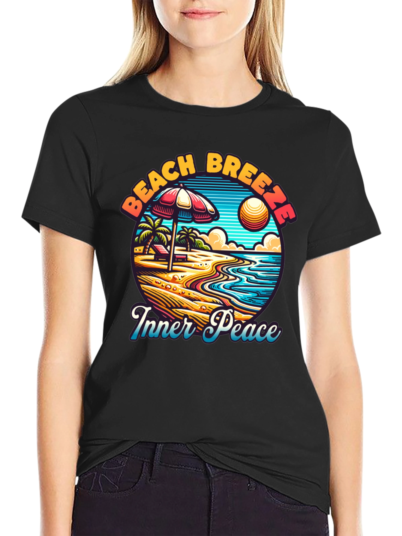 Beach Breeze Inner Peace Black T-Shirt