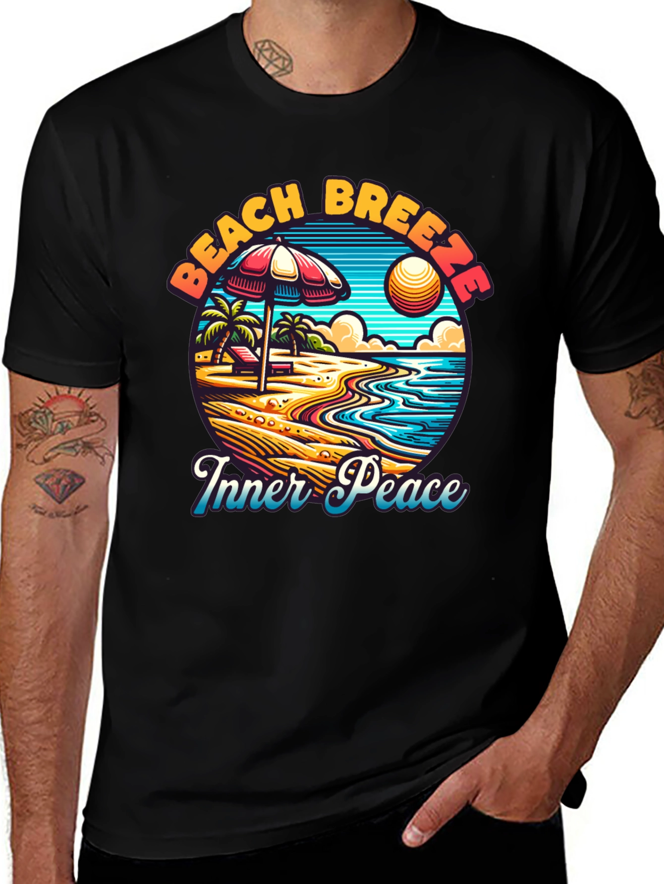 Beach Breeze Inner Peace Black T-Shirt
